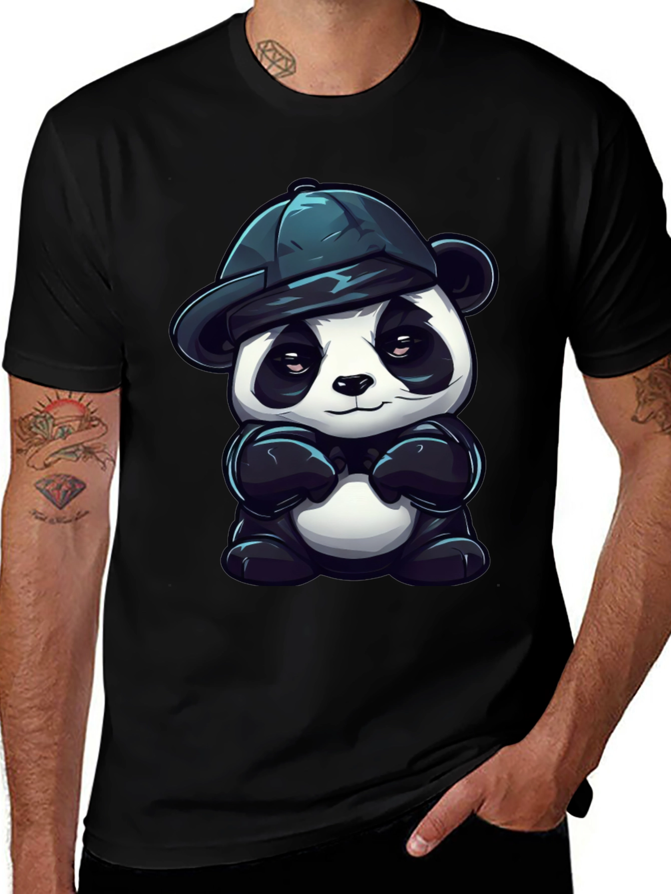 Variant 10 of Cool Panda Graphic Tee - Unisex Black T-Shirt