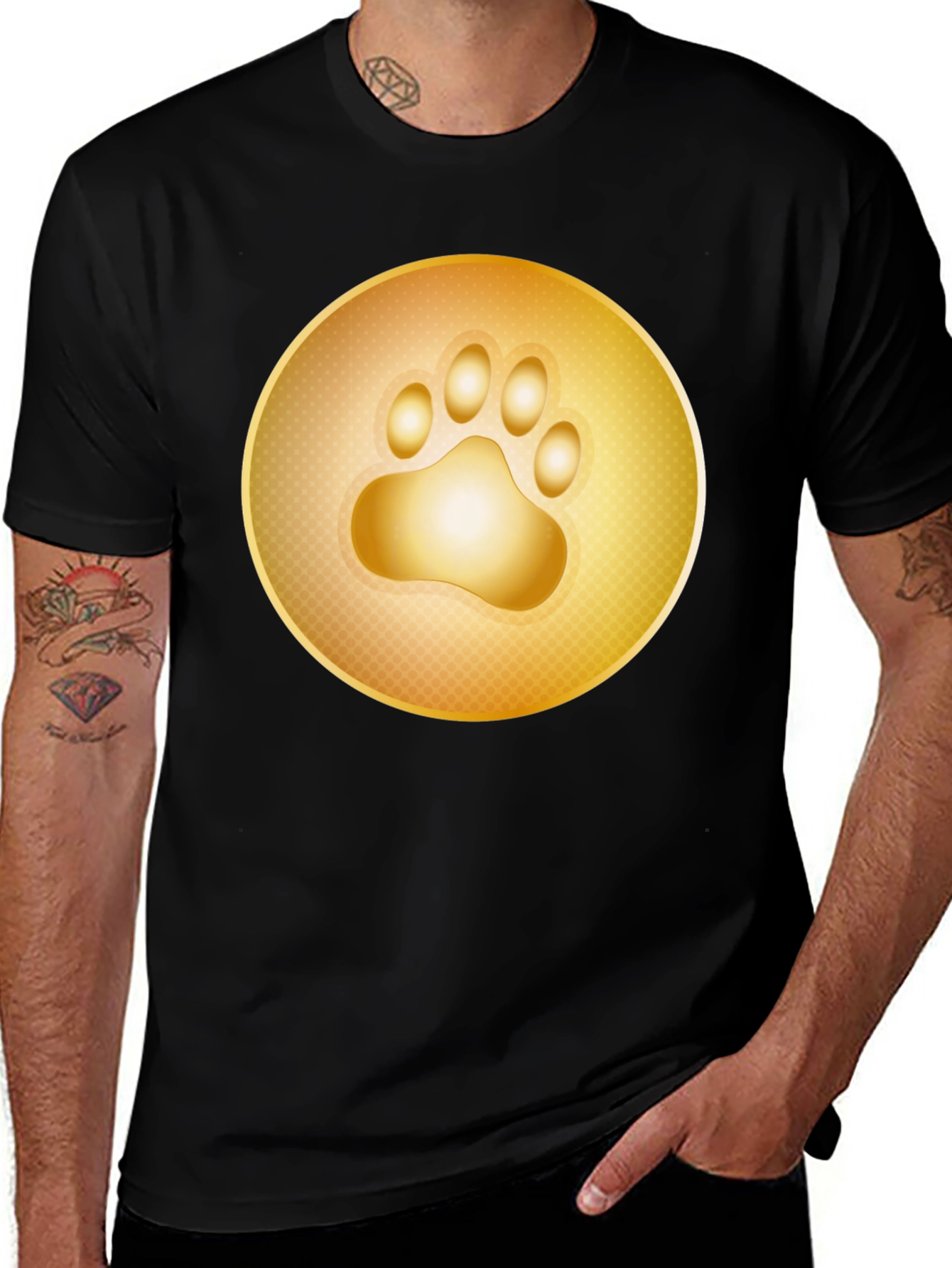 Golden Paw Print T-Shirt - Stylish Animal Lover Tee