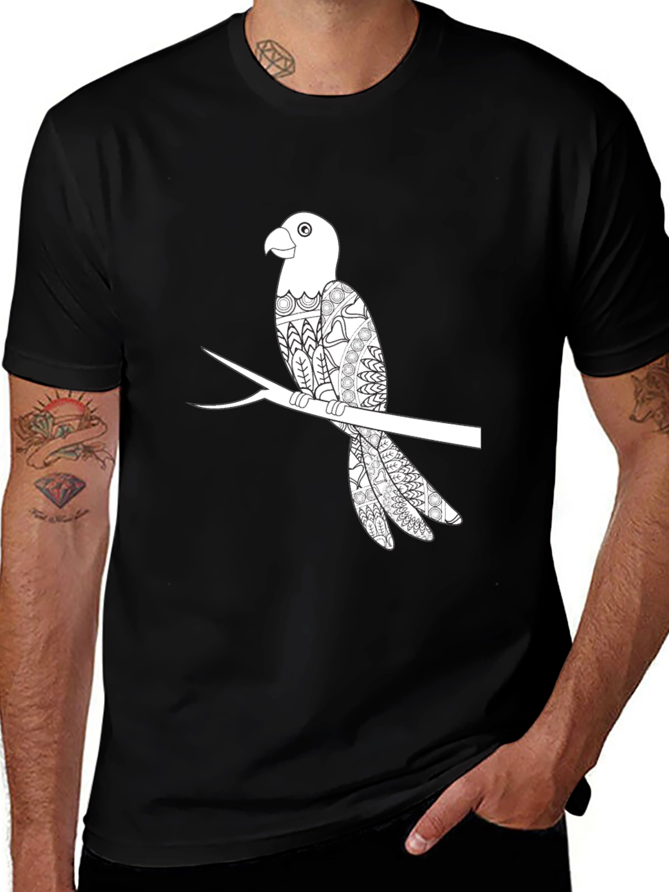 Variant 25 of Black T-Shirt with Bird Graphic
