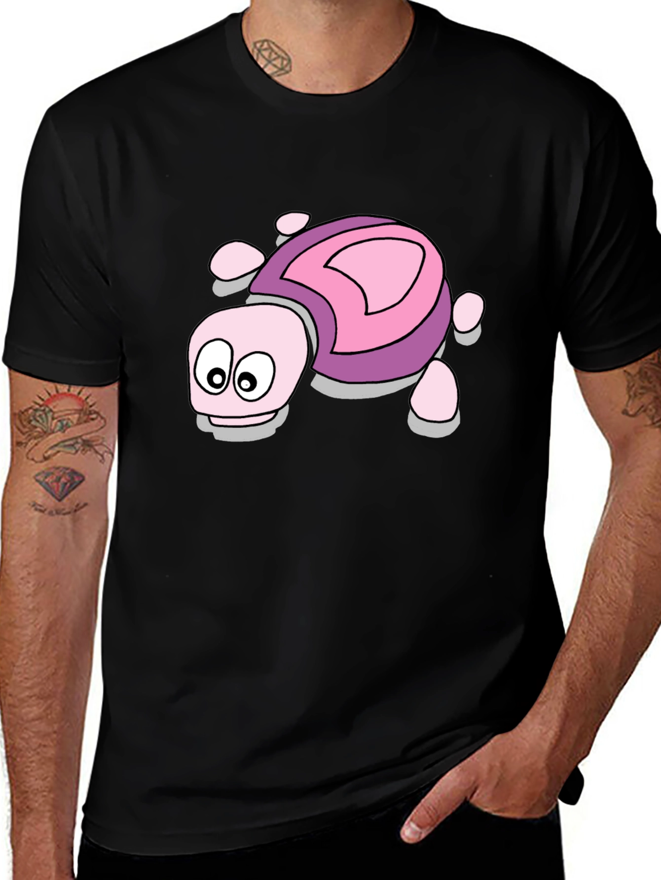 Variant 18 of Cartoon Turtle Graphic Tee - Black Unisex T-Shirt