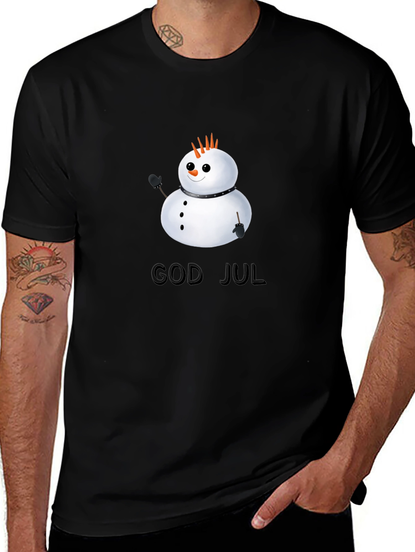 Variant 7 of God Jul Snowman T-Shirt - Holiday Festive Style