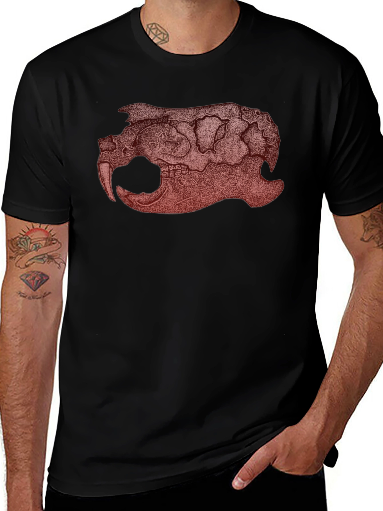 Variant 16 of Skull Print Black T-Shirt