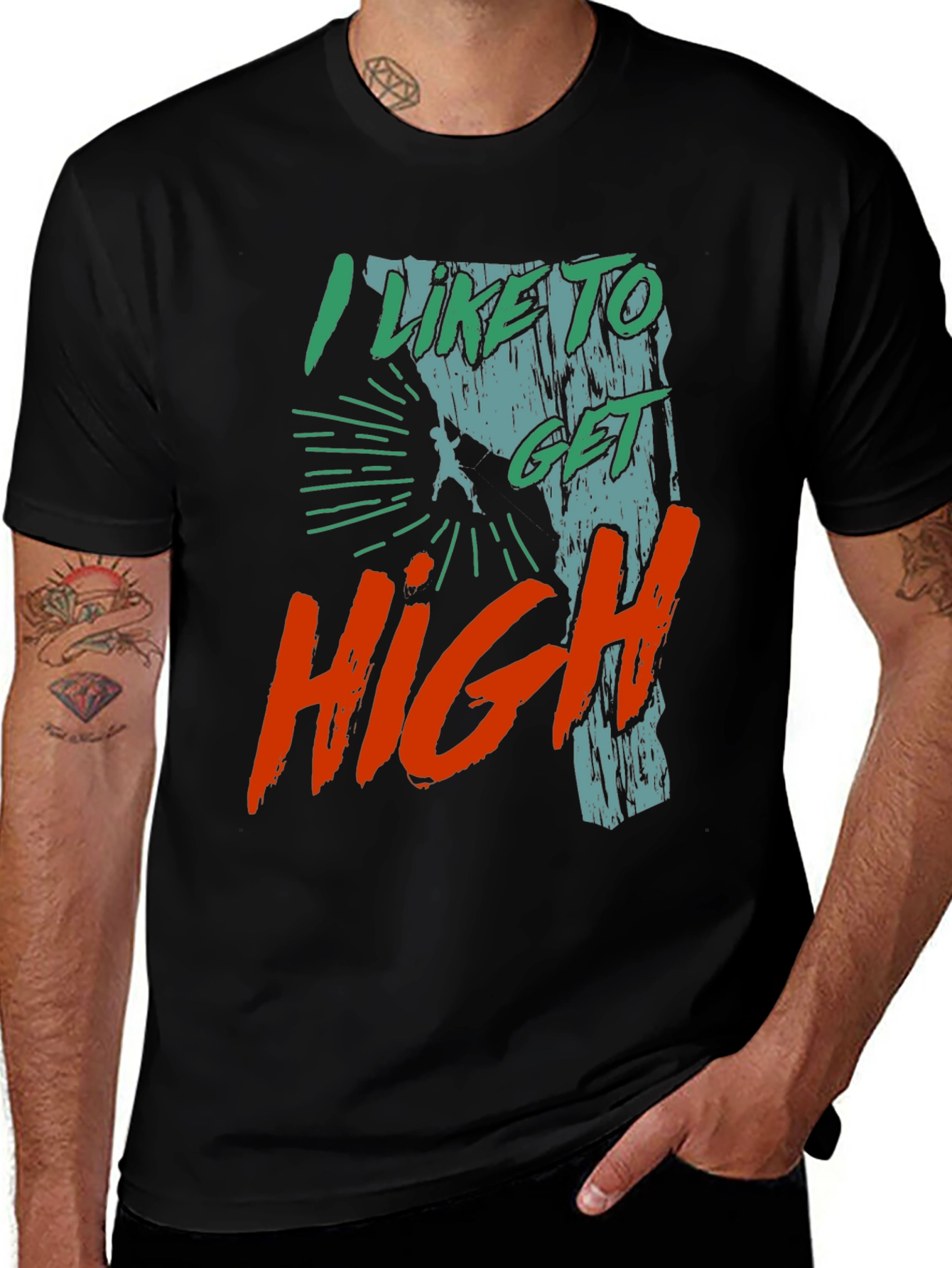 Variant 15 of I Like to Get High Climbing T-Shirt
