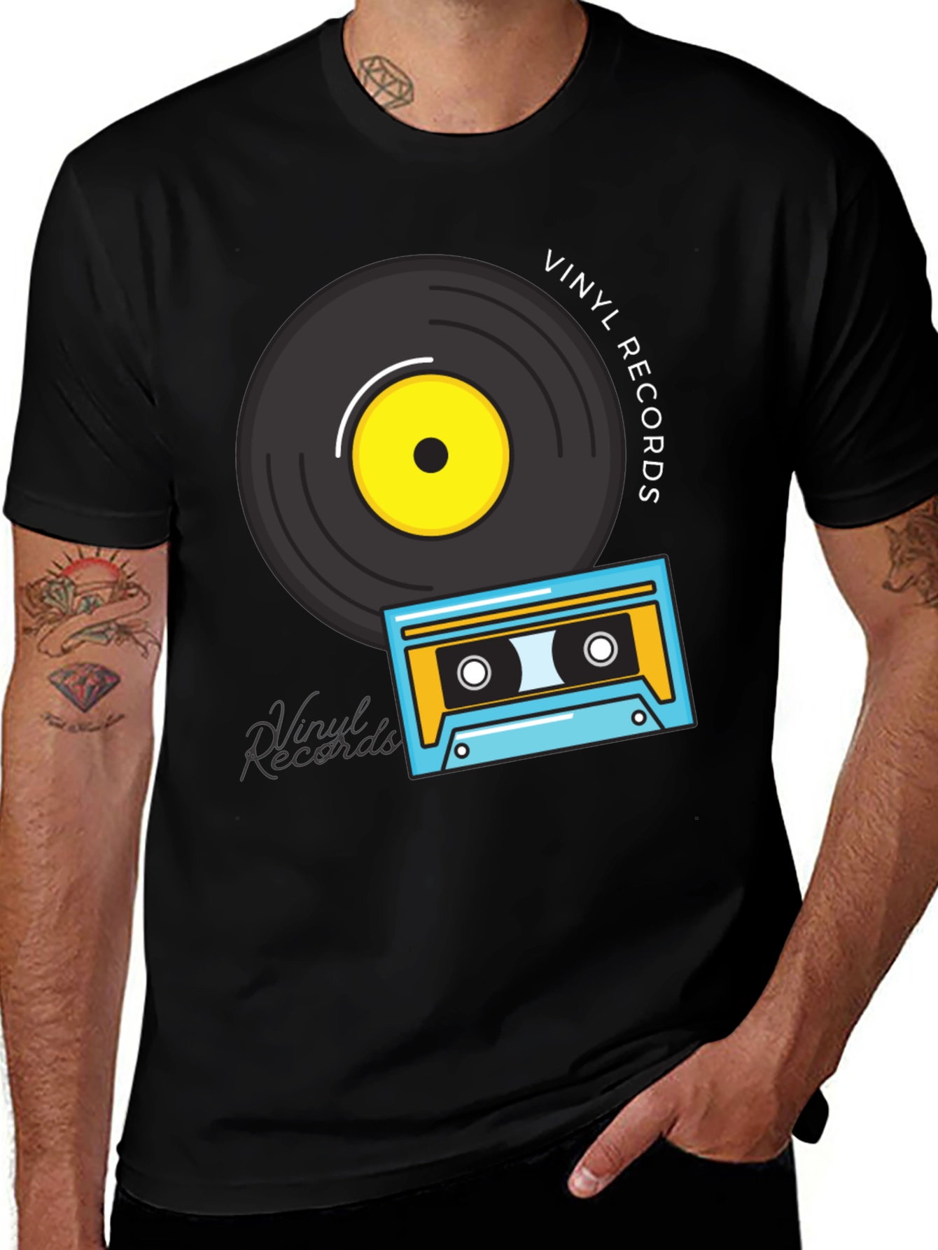 Variant 15 of Retro Vinyl & Cassette Graphic T-Shirt
