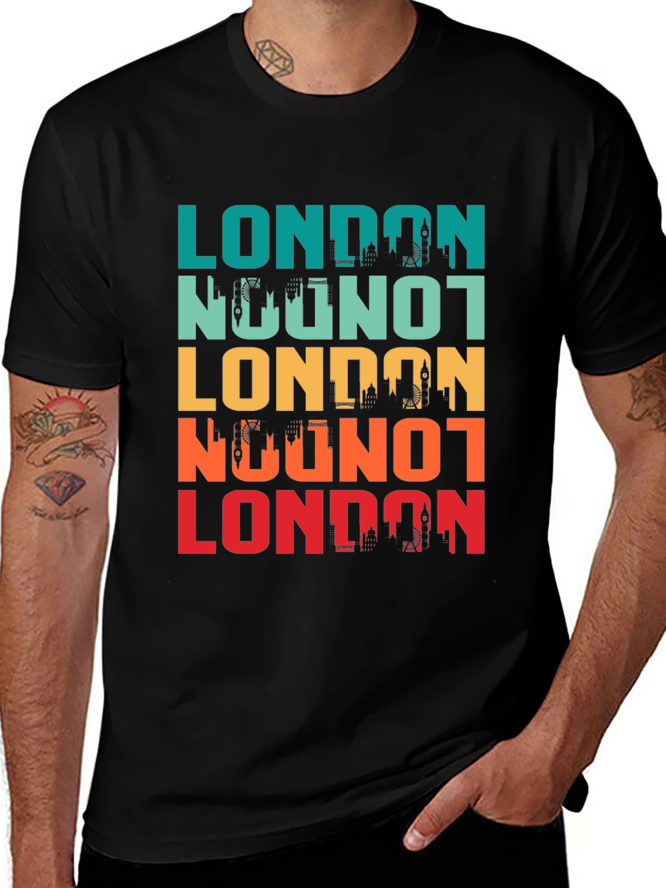 Variant 19 of London Skyline Retro Graphic T-Shirt