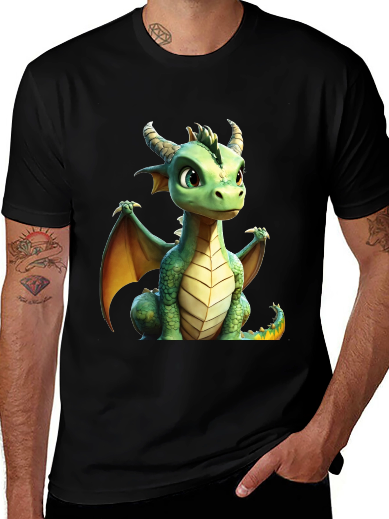 Variant 10 of Cute Dragon Graphic Tee - Black T-Shirt