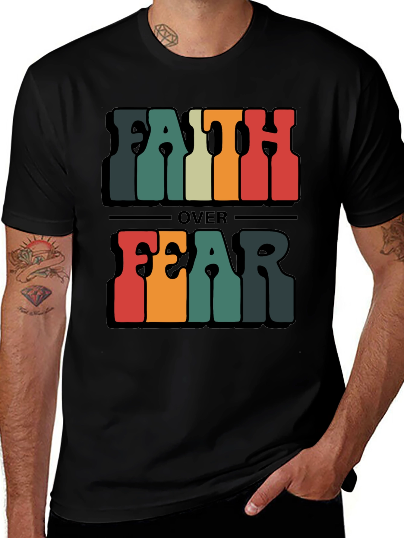 Faith Over Fear Graphic T-Shirt - Religious Apparel