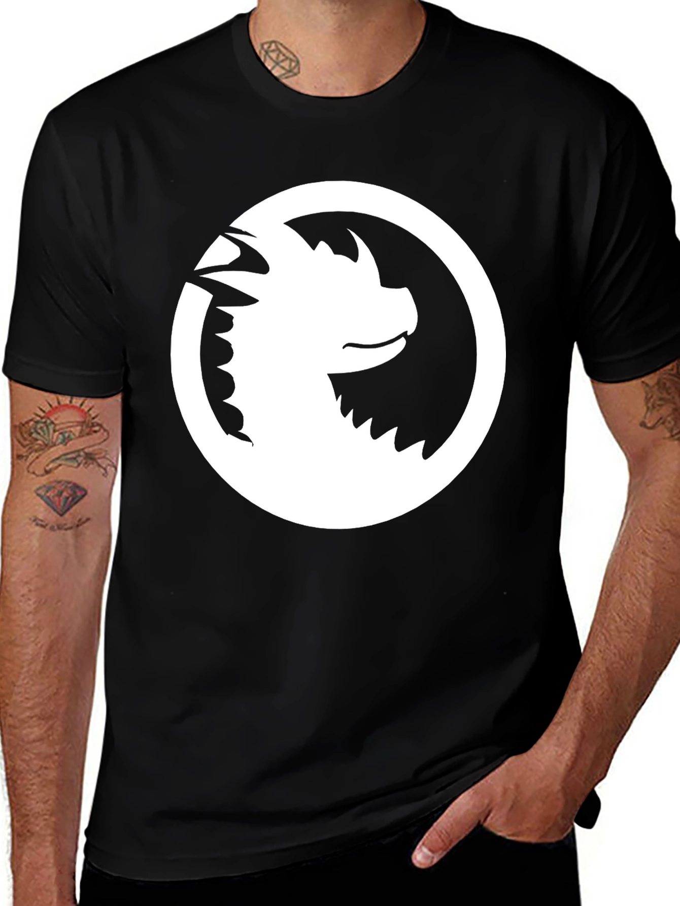 Dragon Circle Graphic Tee - Black Casual Shirt