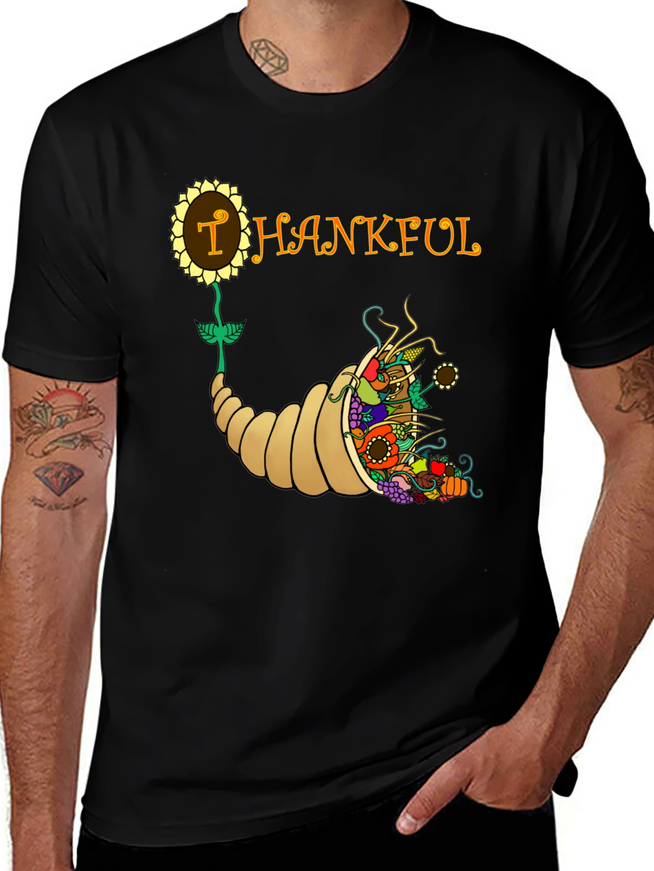 Thanksgiving Cornucopia Graphic T-Shirt