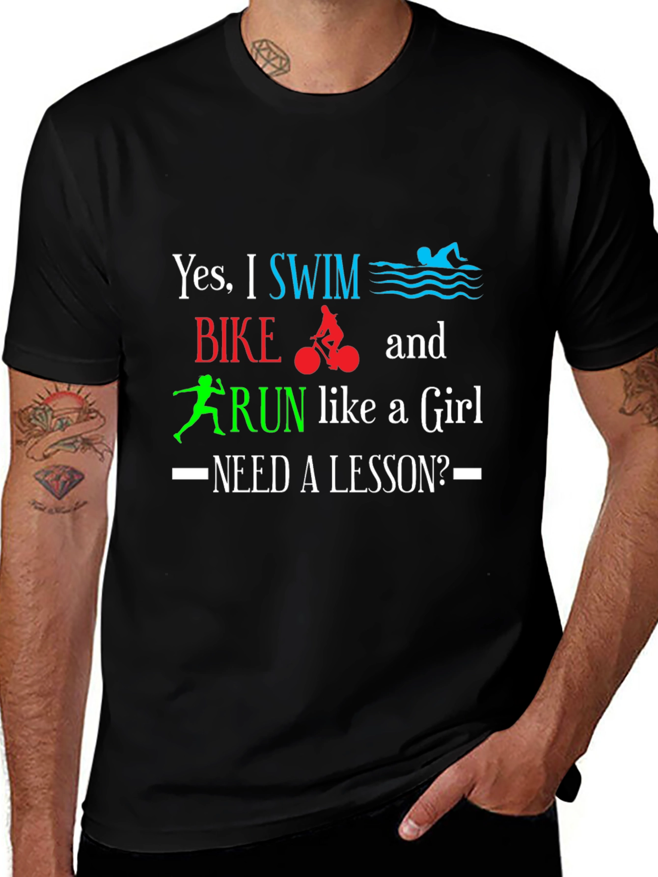 Variant 18 of Swim Bike Run Like a Girl T-Shirt