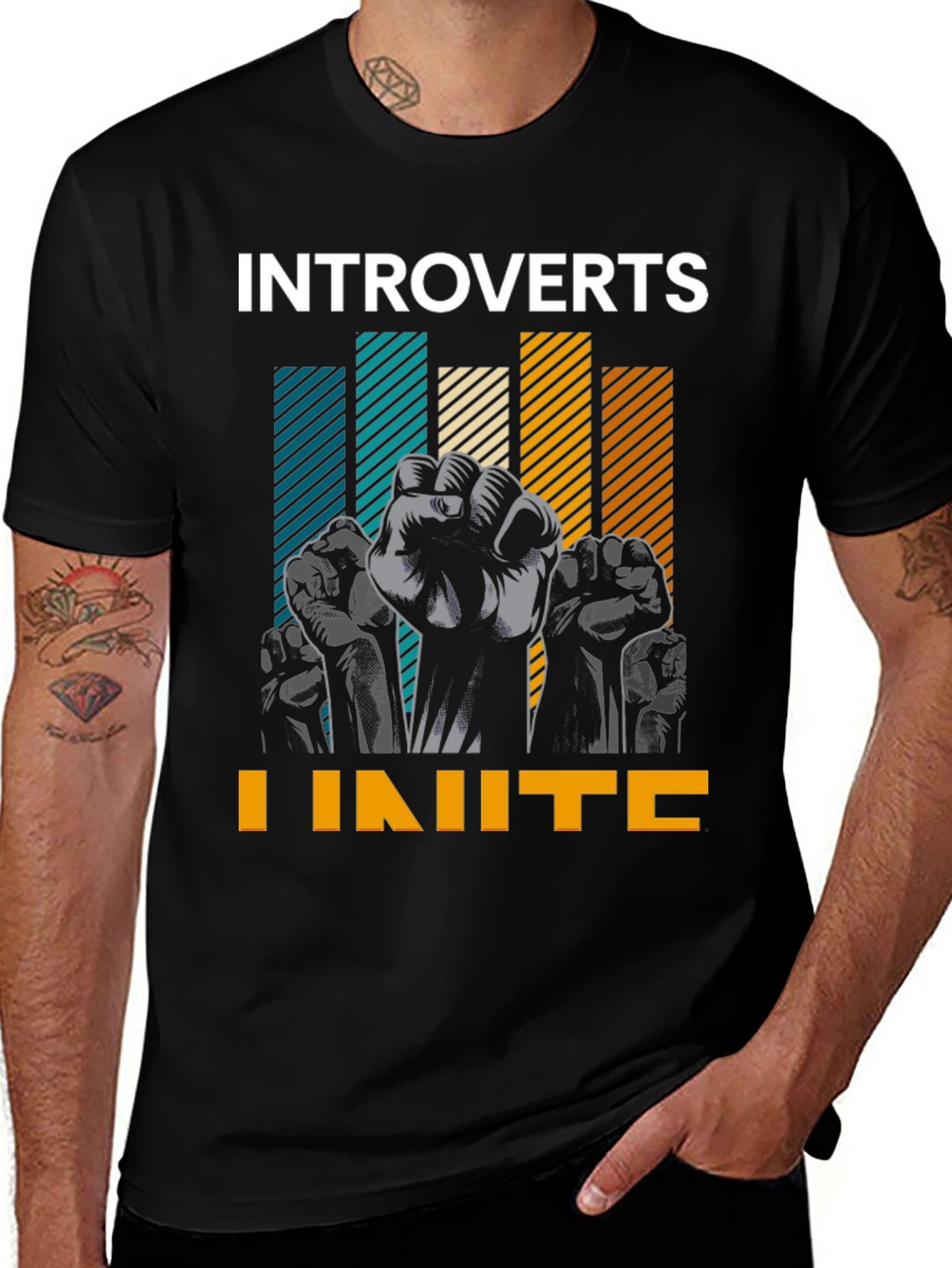 Variant 25 of Introverts Unite Graphic Tee - Black Cotton T-Shirt