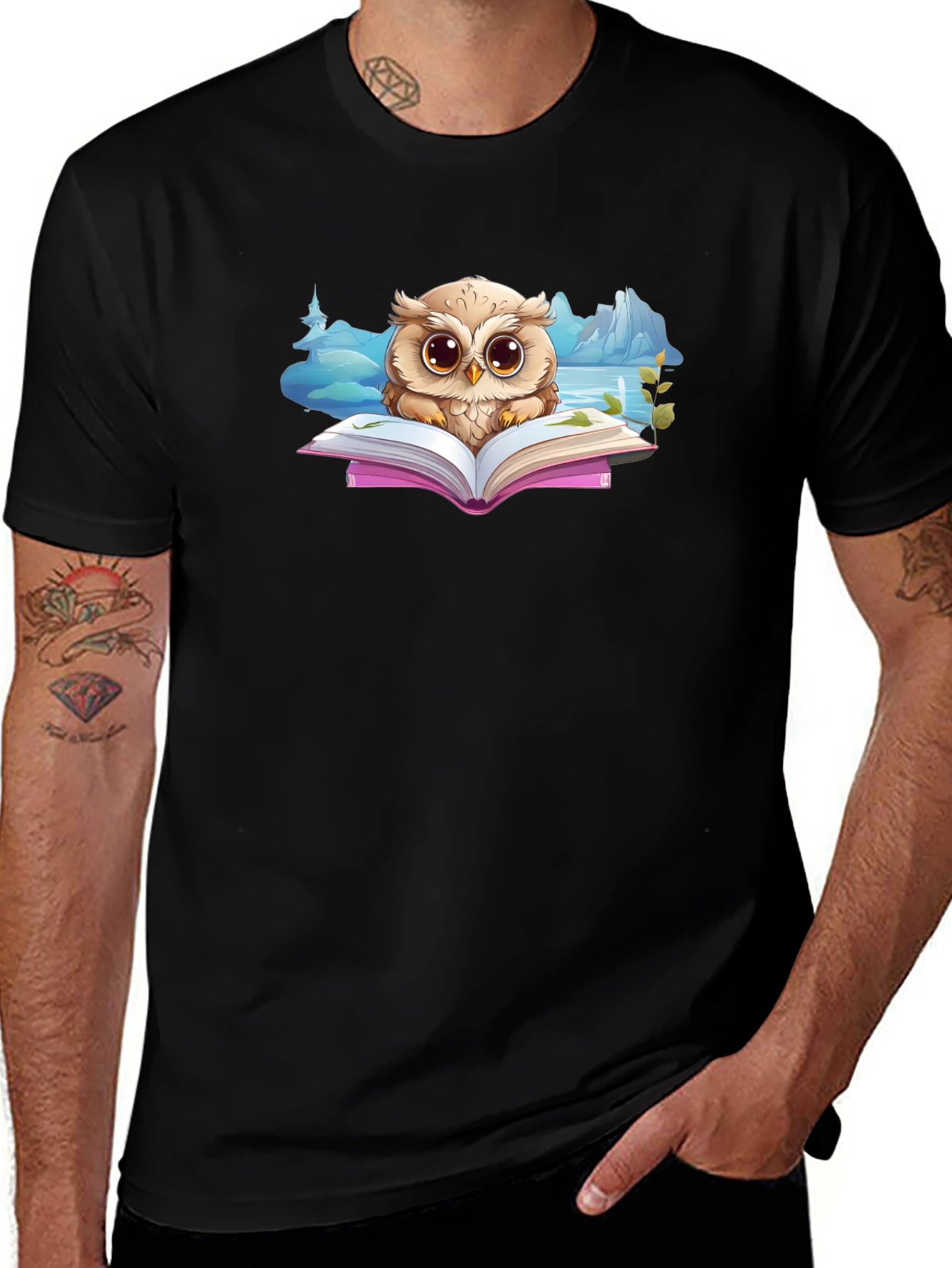 Variant 22 of Owl Reading Book Graphic Tee