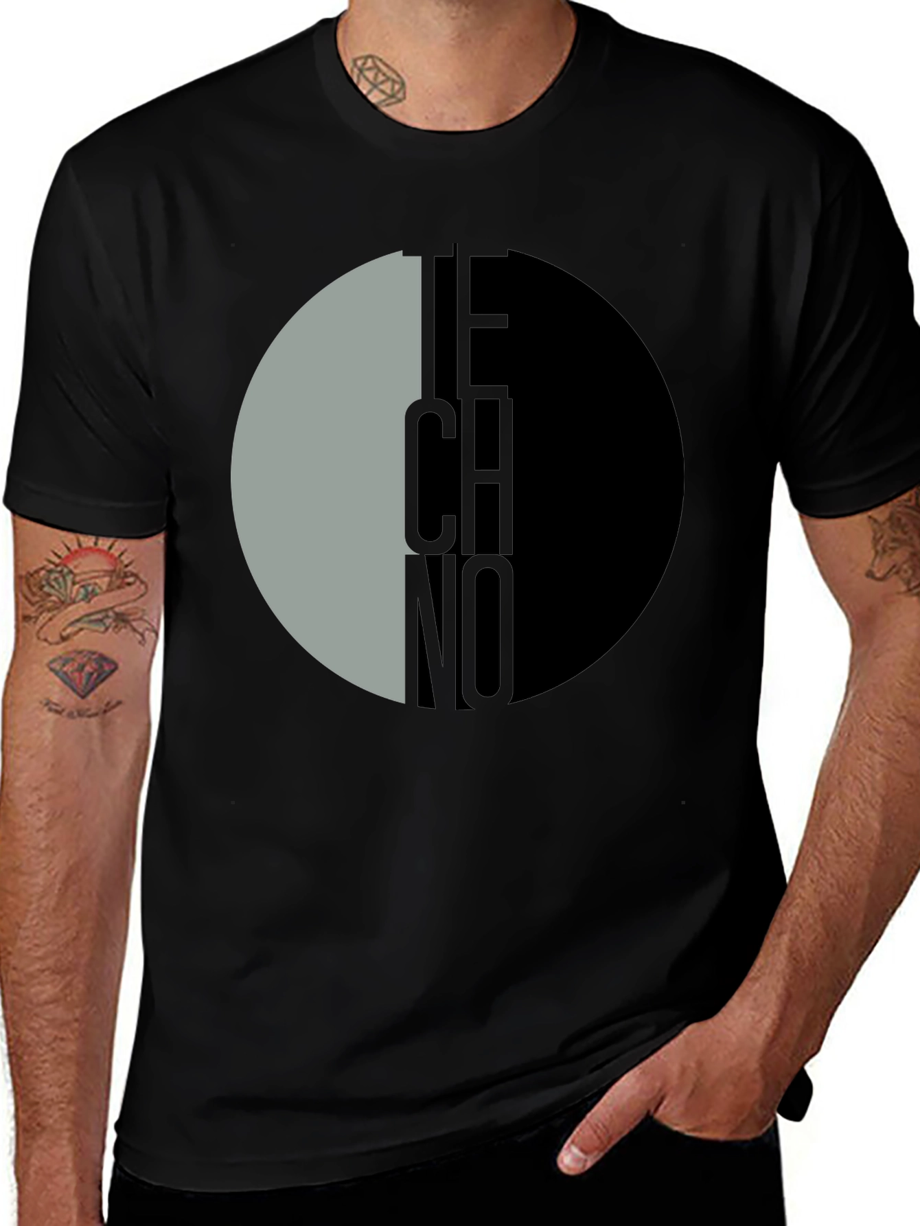 Variant 5 of Techno Graphic Print Black T-Shirt