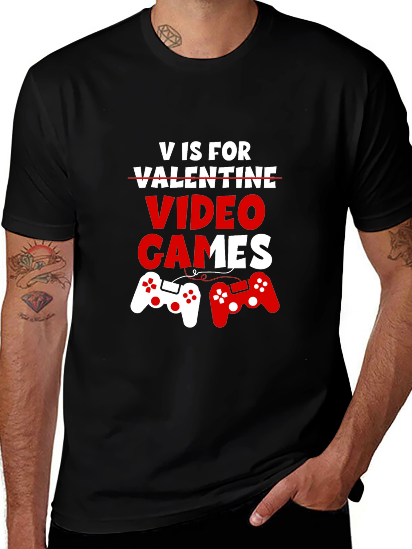 Variant 21 of V is for Video Games Black Graphic Tee