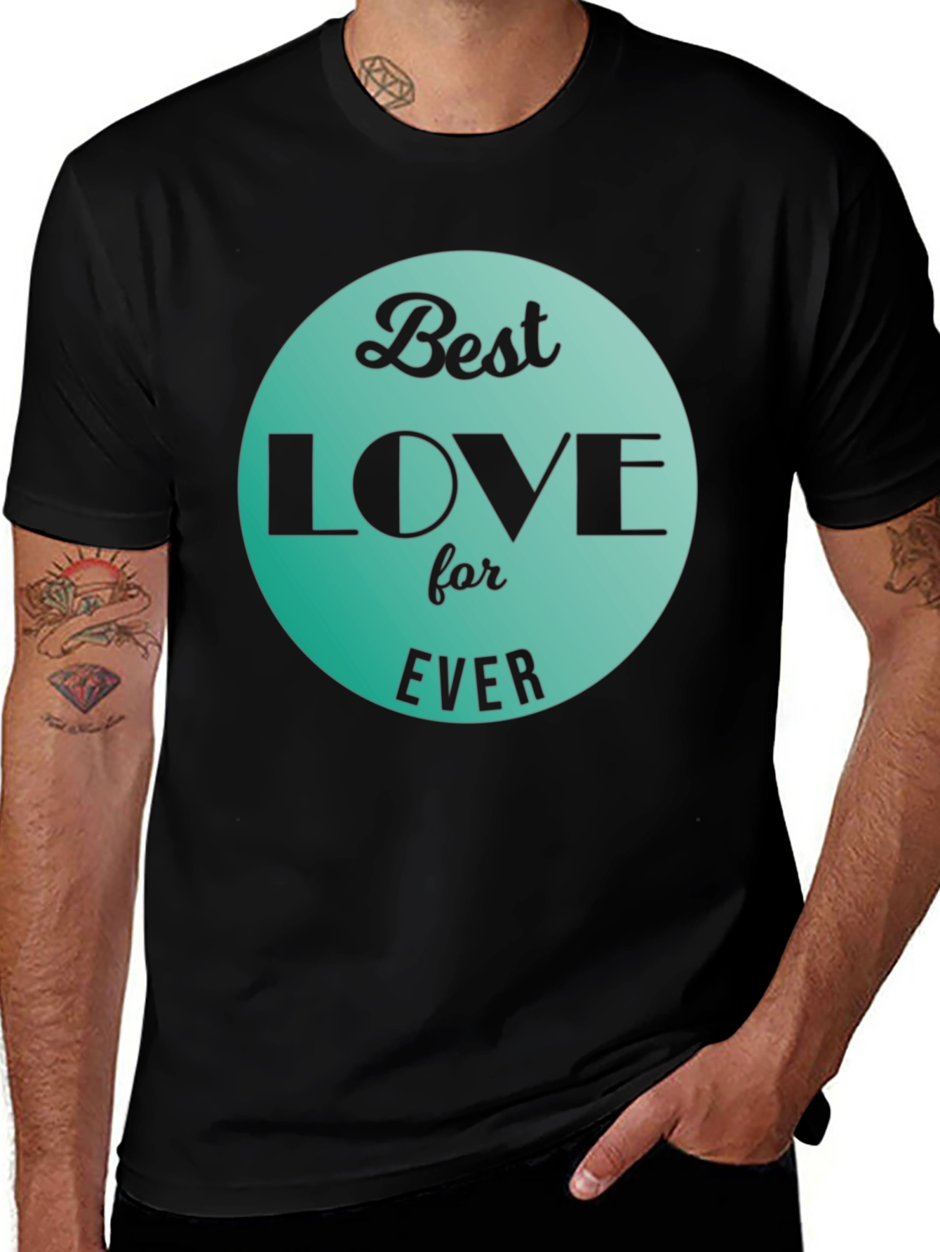 Variant 24 of Best Love for Ever Graphic T-Shirt - Black