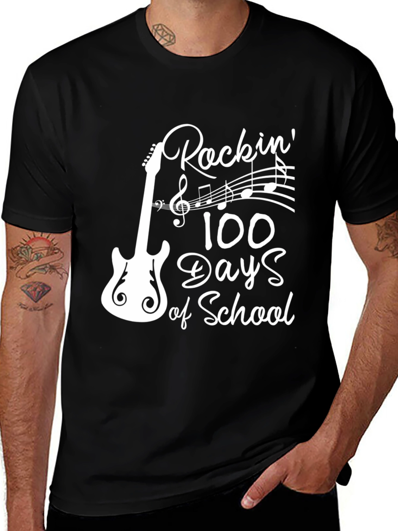 Variant 16 of Rockin' 100 Days of School Black T-Shirt
