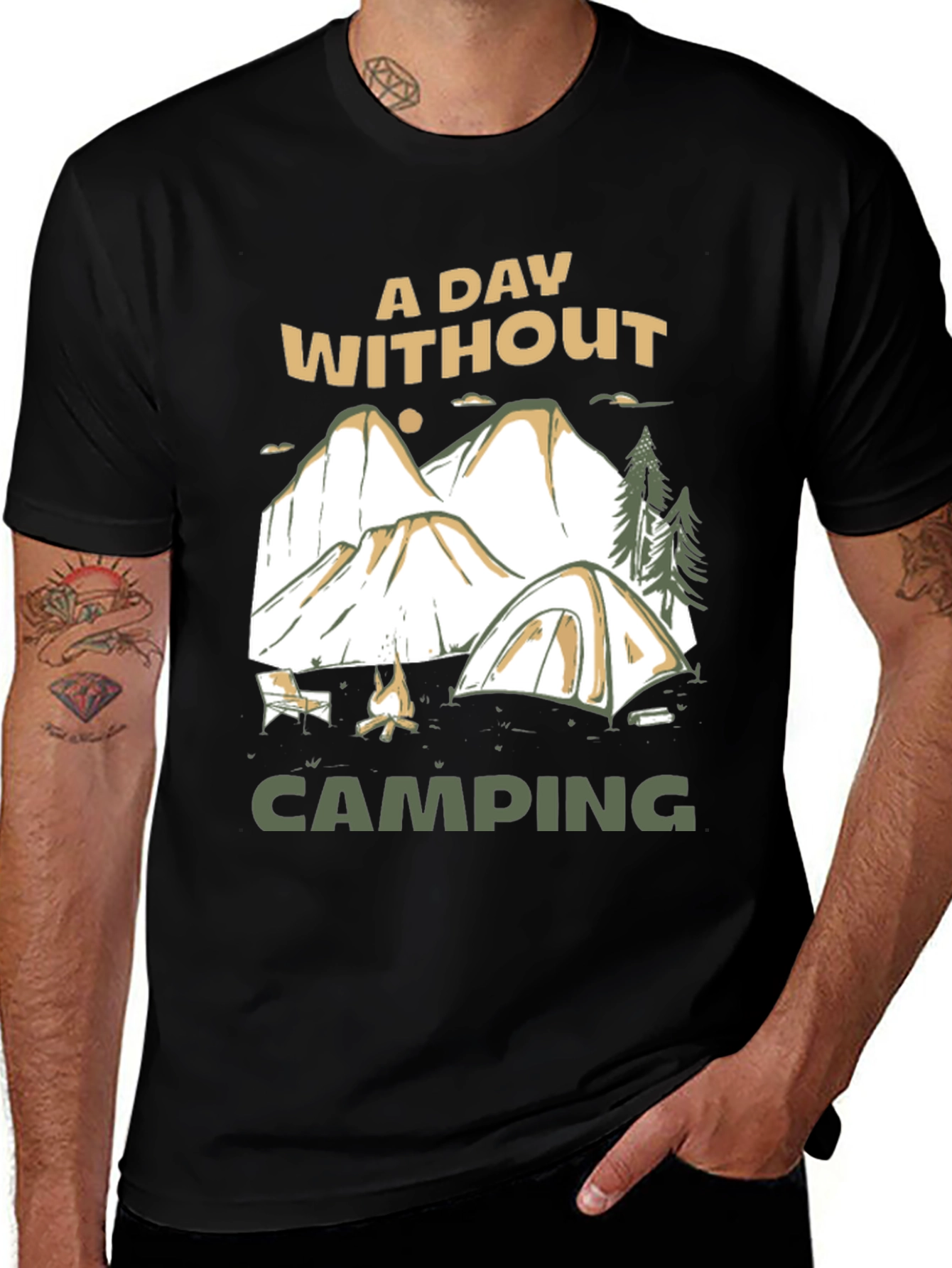 Variant 7 of A Day Without Camping Black T-Shirt