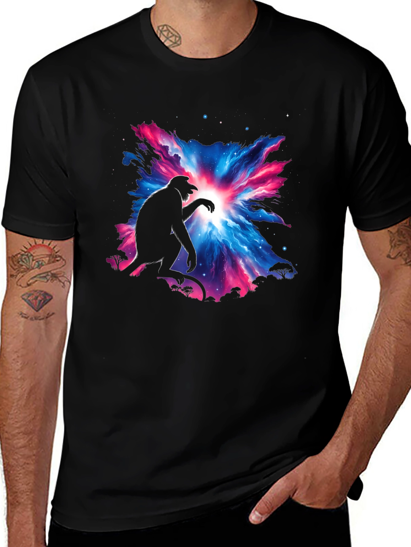 Variant 27 of Cosmic Monkey Graphic Tee - Galaxy Ape T-Shirt