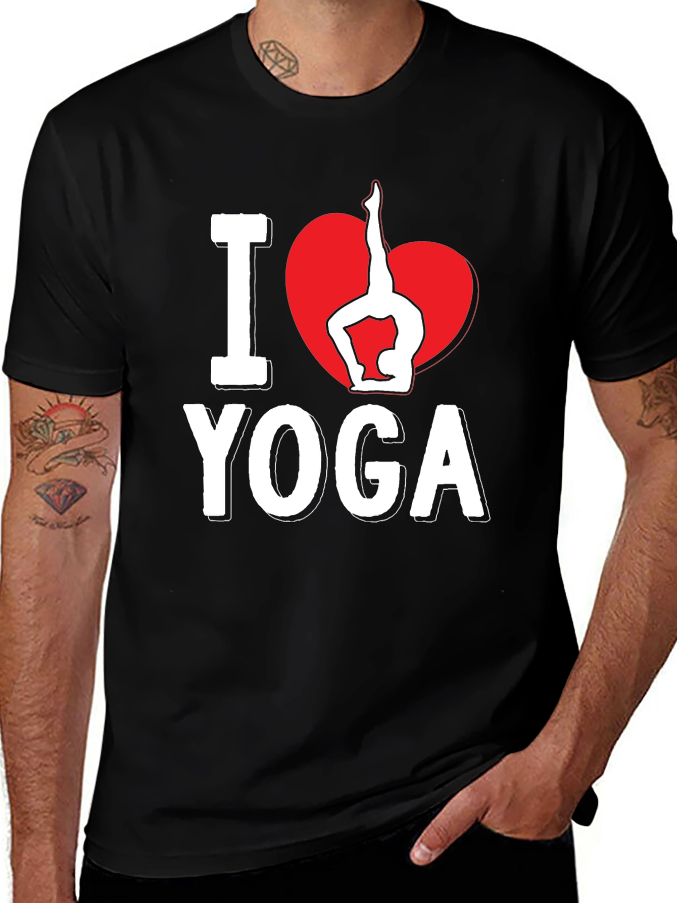Black I Heart Yoga Black Graphic Tee main image