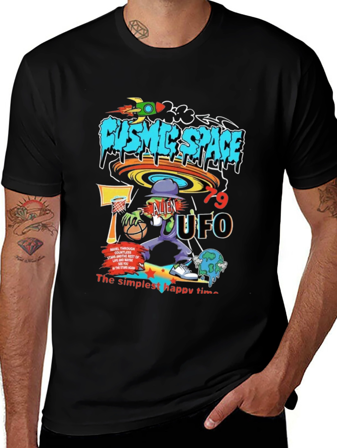 Variant 8 of Cosmic Space Alien UFO T-Shirt