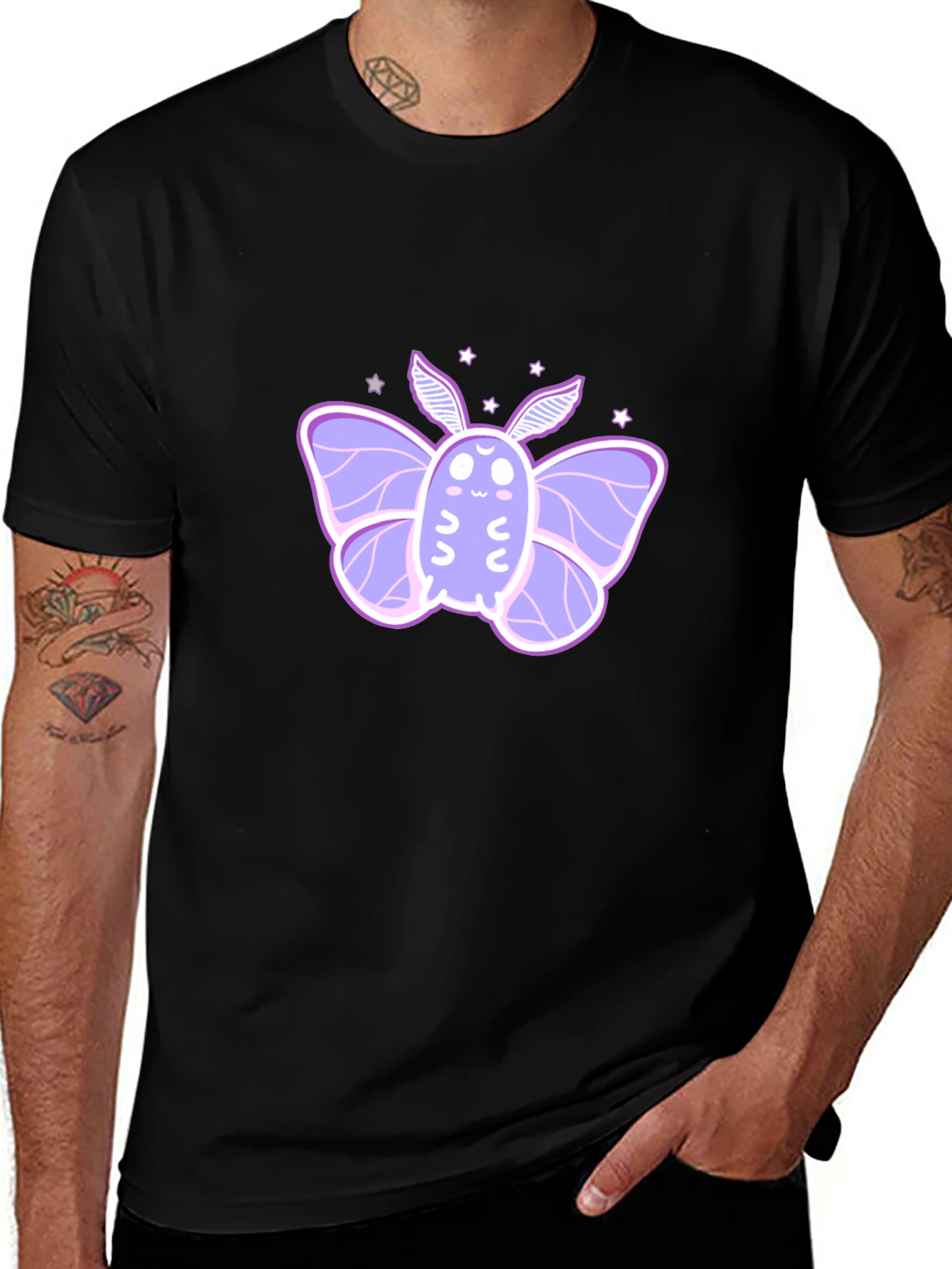 Variant 22 of Cute Moth Graphic T-Shirt - Black