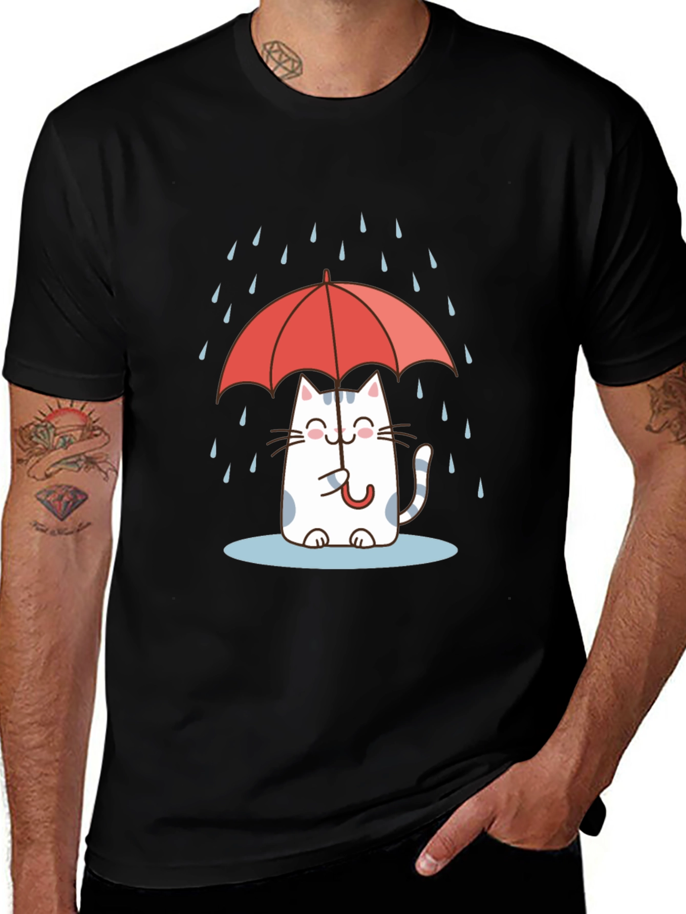 Variant 11 of Cute Cat Under Umbrella T-Shirt