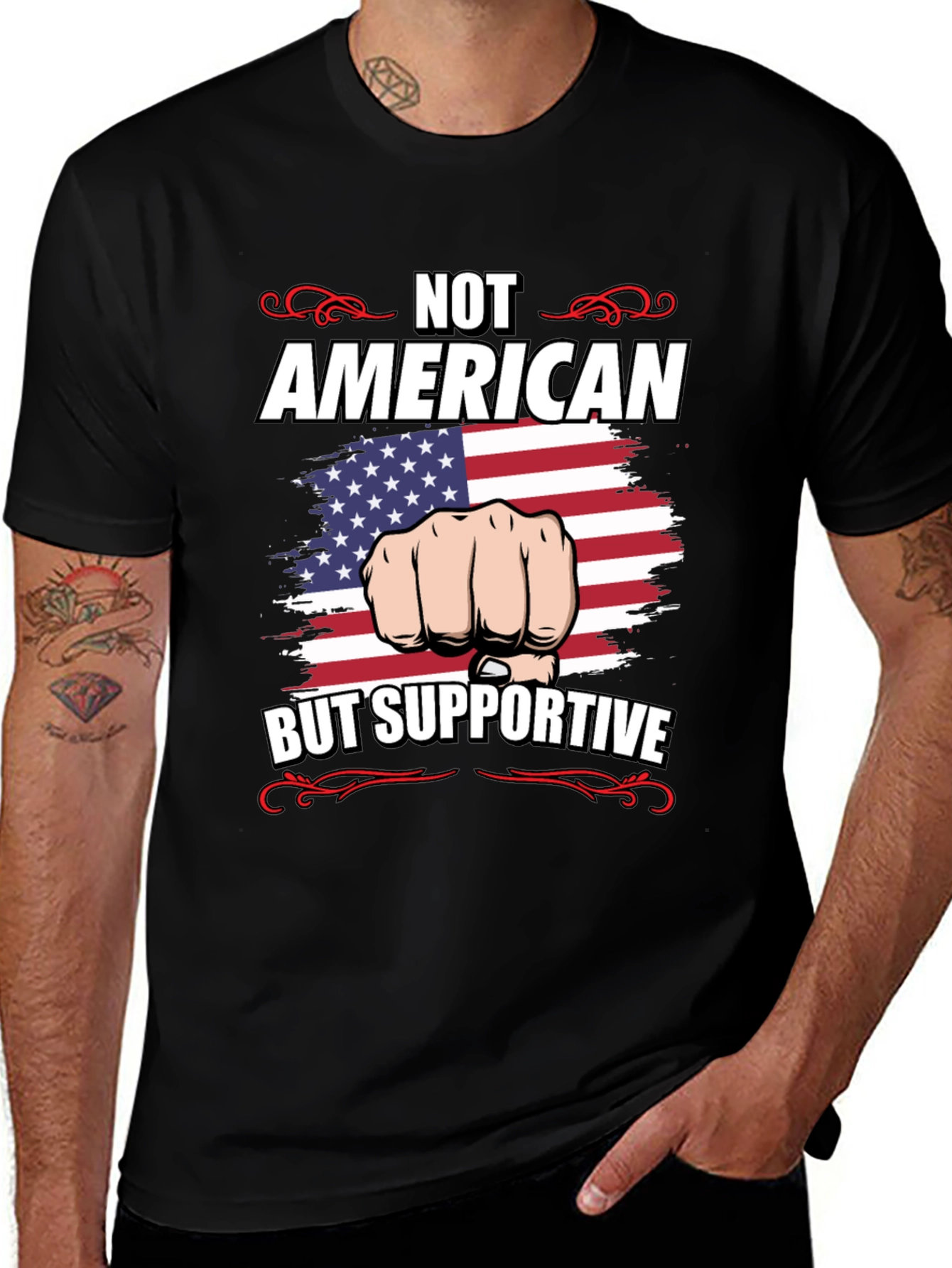 Variant 23 of Not American But Supportive T-Shirt