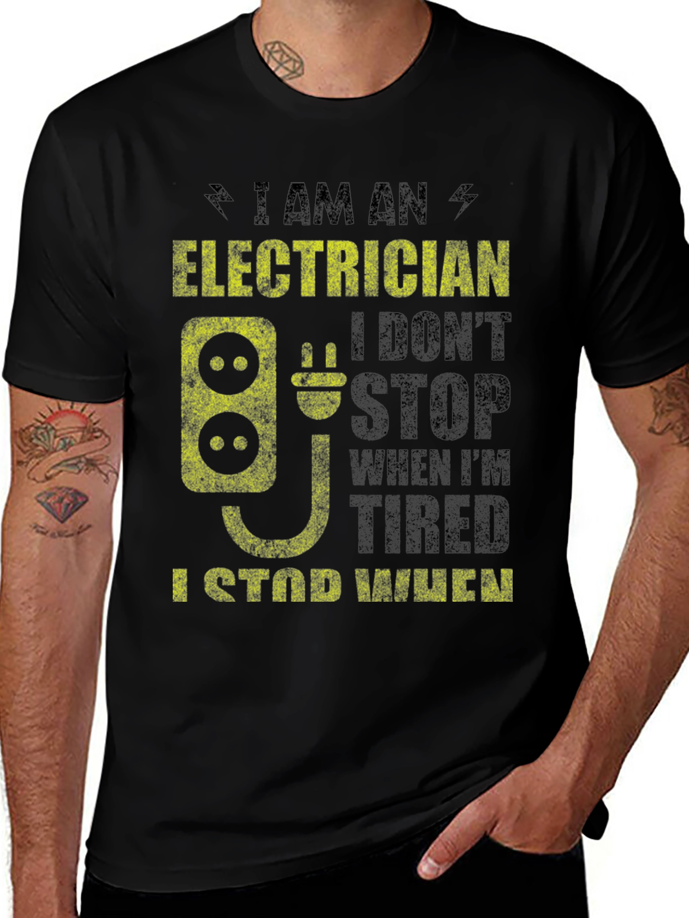 Black Electrician T-Shirt - Funny Electrical Worker Tee main image