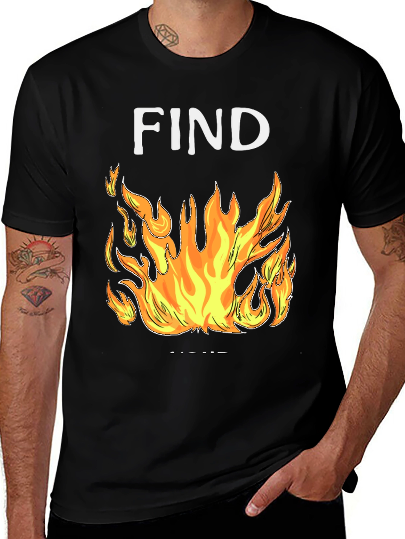 Variant 25 of Find Your Fire Graphic Tee - Black Cotton Blend Shirt