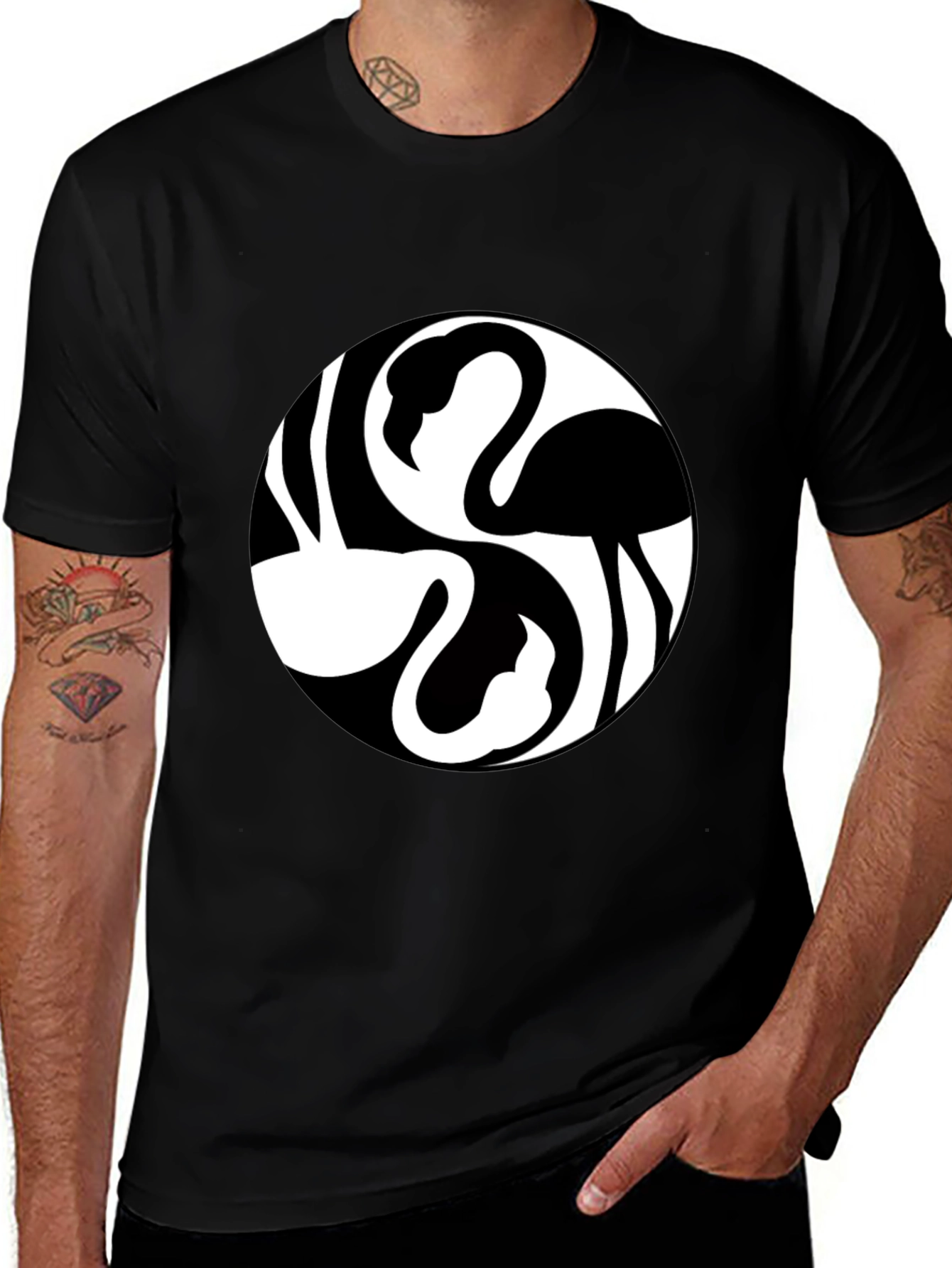 Flamingo Yin Yang Graphic Tee