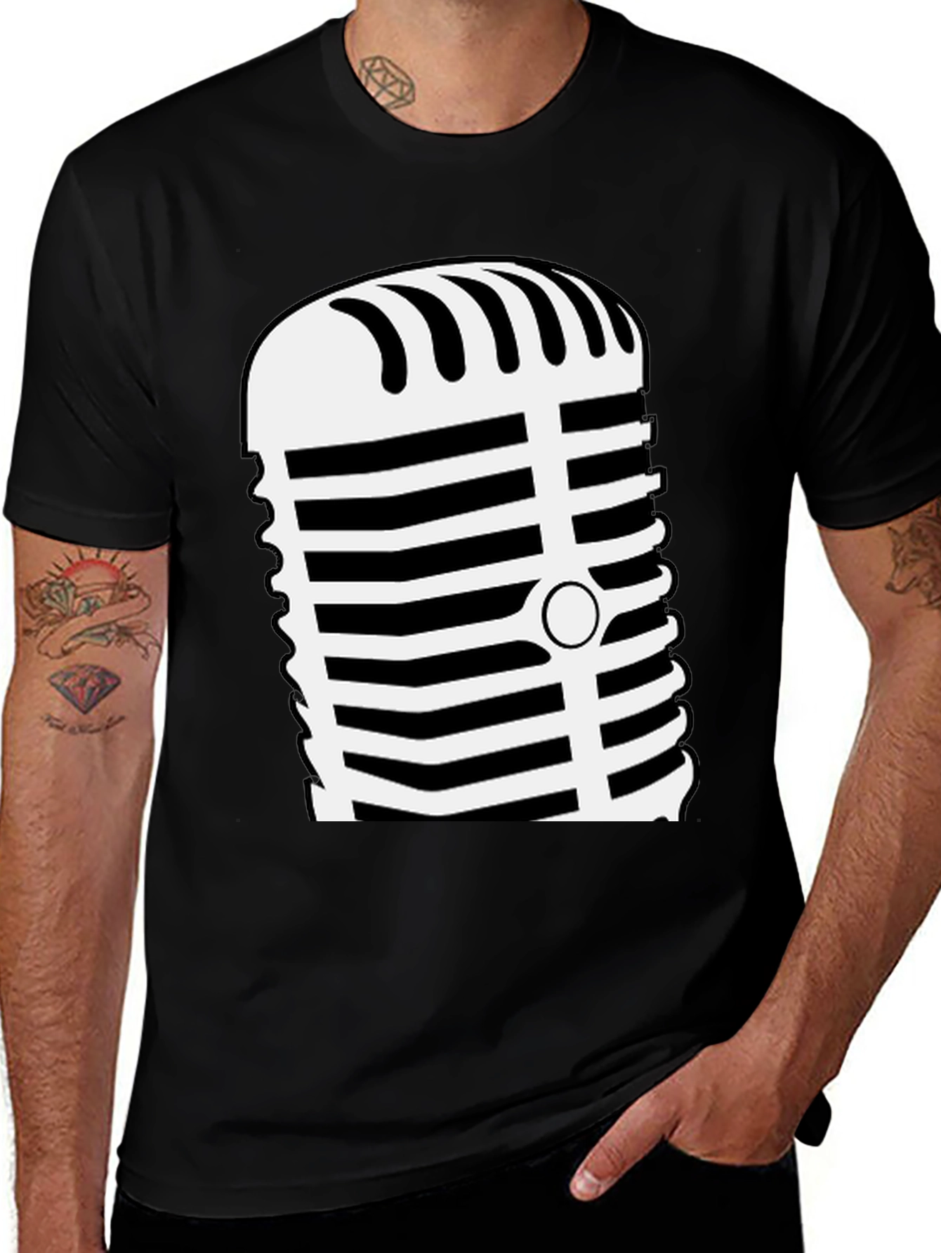 Variant 3 of Retro Microphone Graphic Tee - Classic Vocal Style