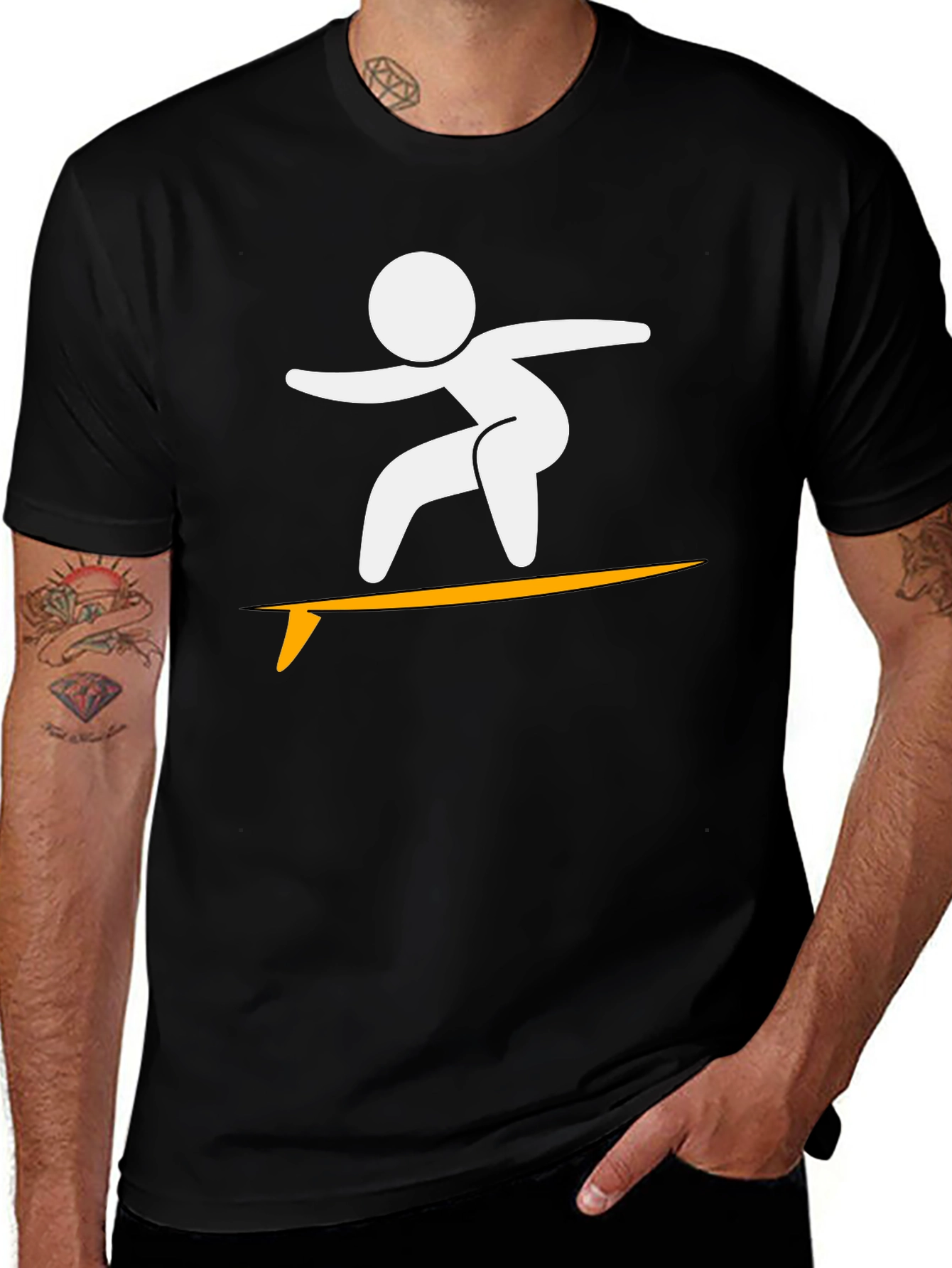 Variant 12 of Surfing Stick Figure Graphic Tee - Cool & Casual