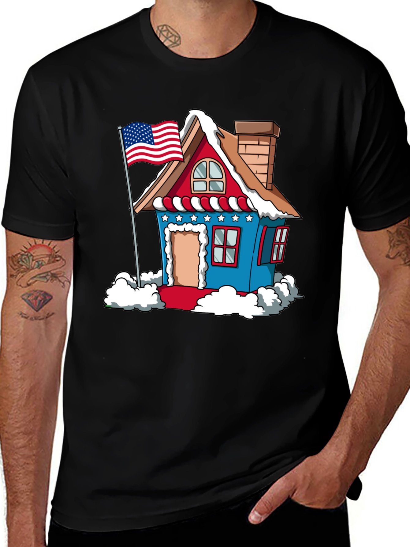 Black Patriotic House T-Shirt main image