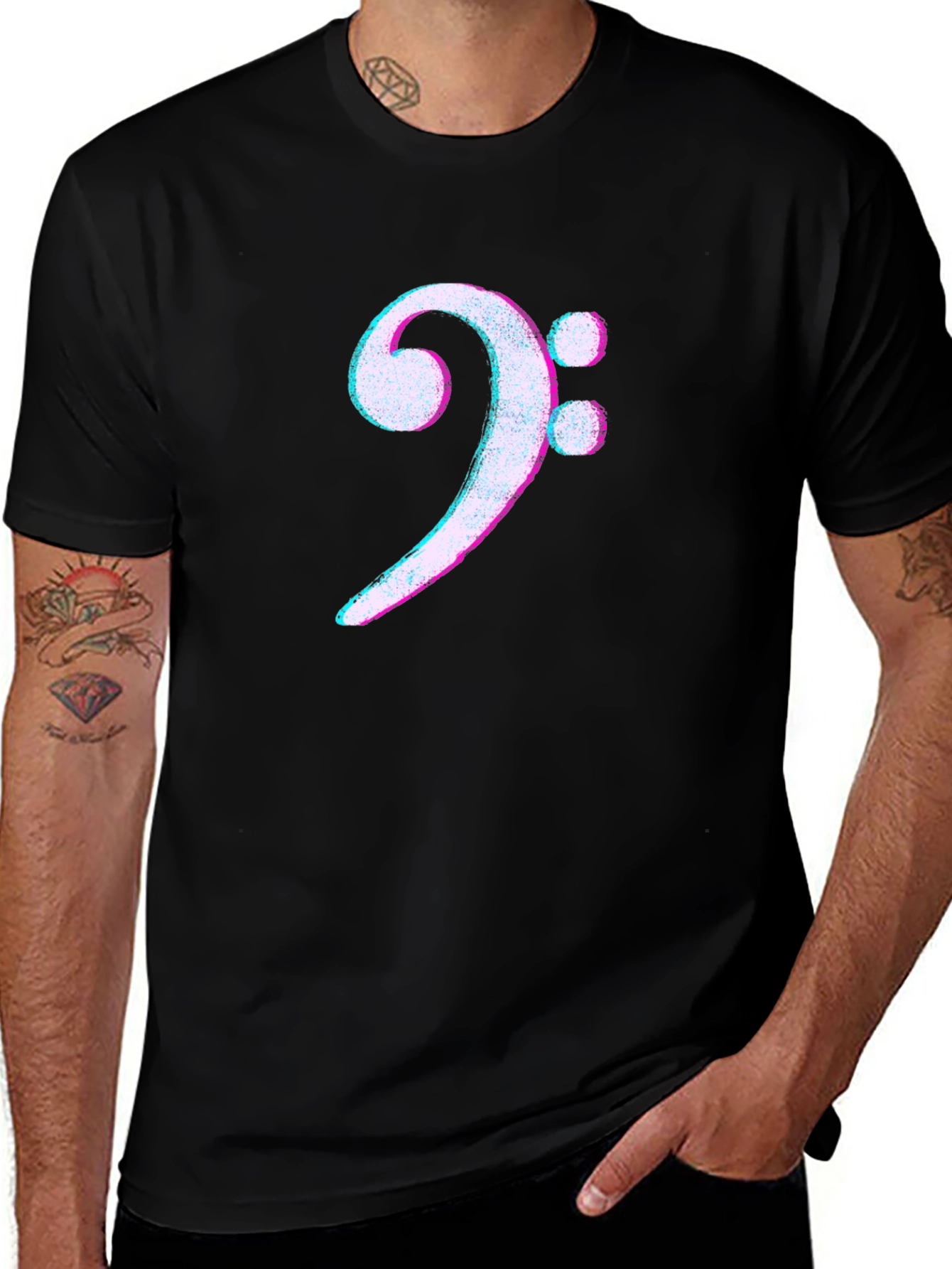 Variant 25 of Bass Clef Glitch T-Shirt - Music Lover Tee