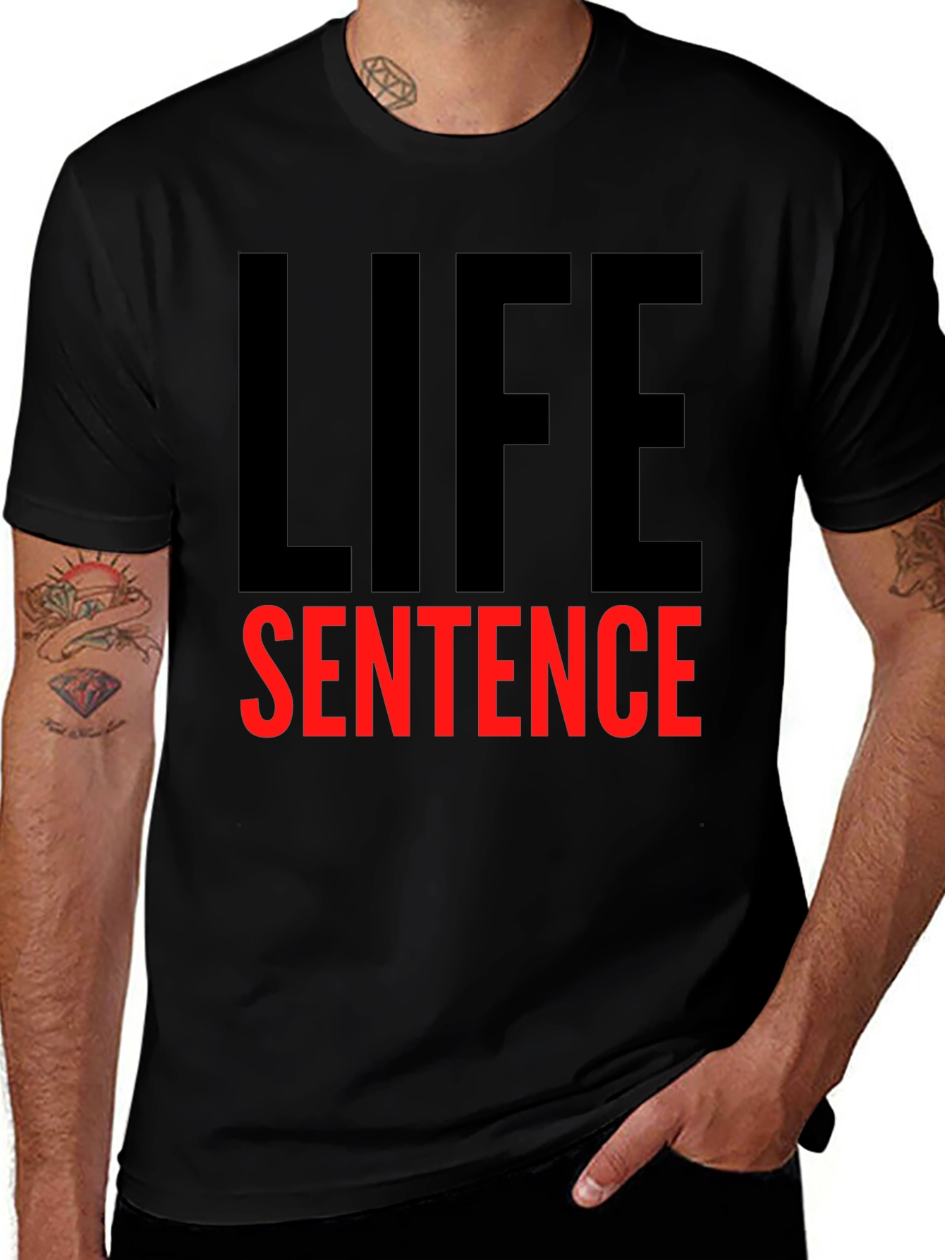 Variant 22 of Life Sentence Graphic Tee - Black Crew Neck
