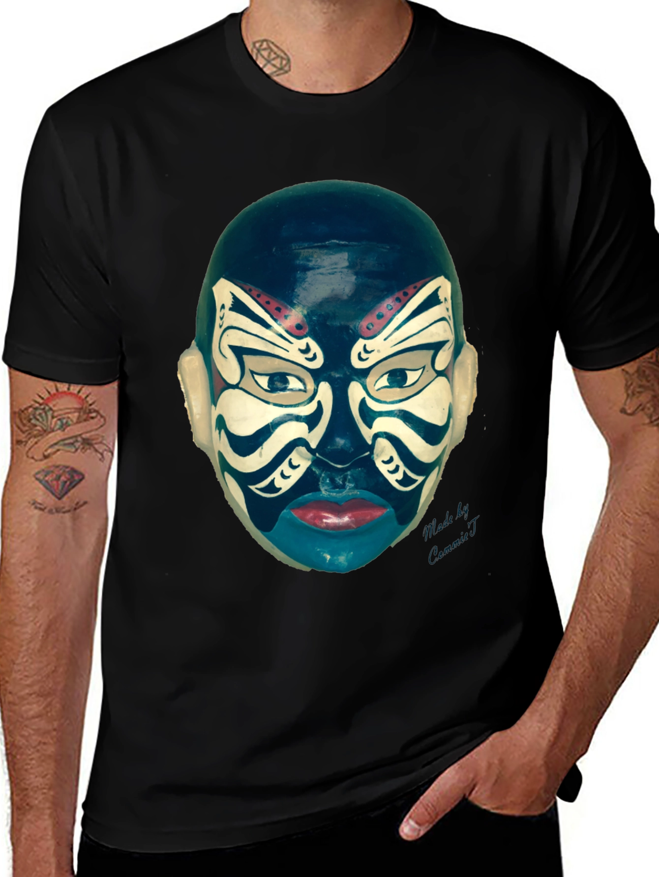 Variant 4 of Mask Graphic Tee - Unique Tribal Design