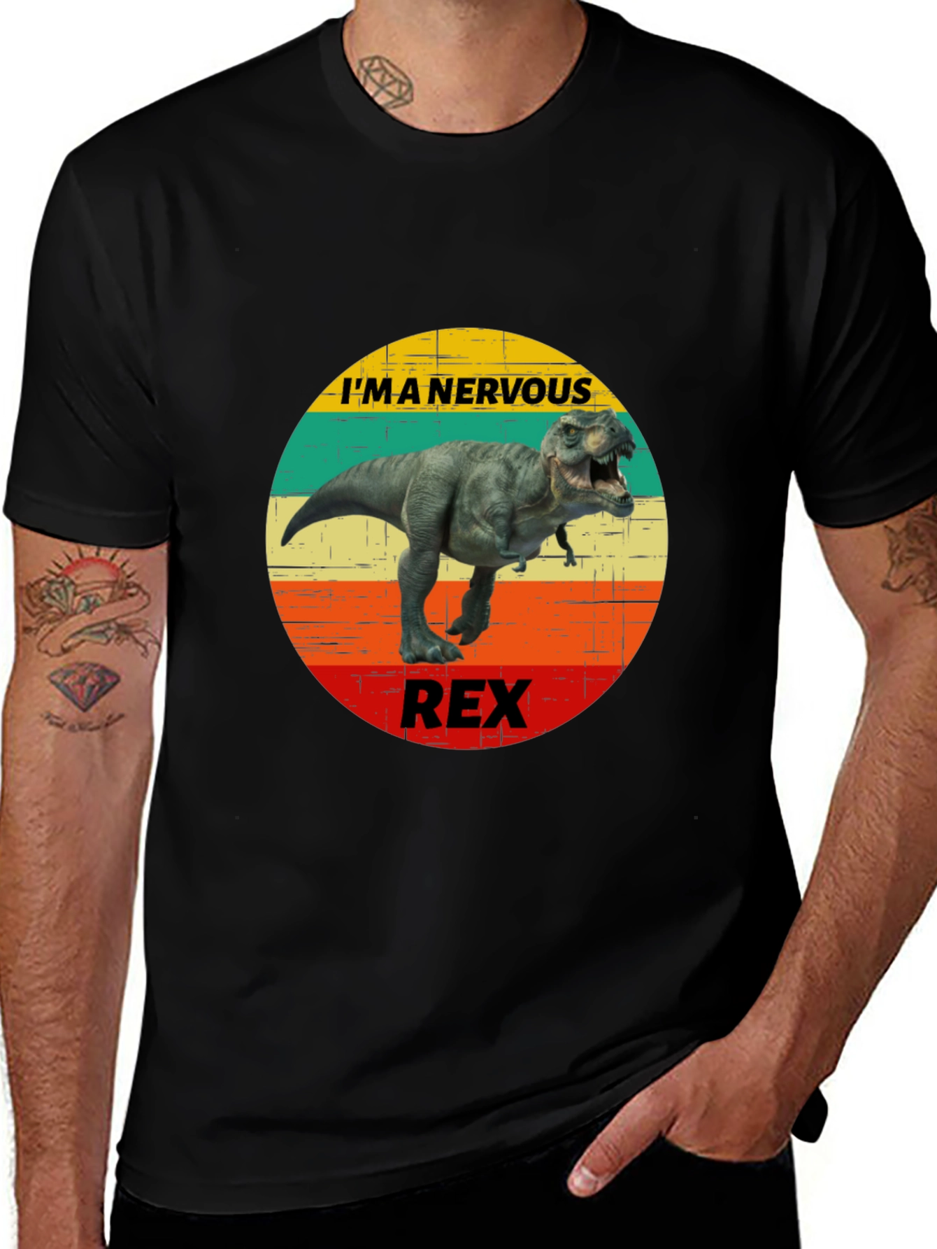 Variant 7 of Nervous Rex T-Shirt - Retro Dinosaur Tee