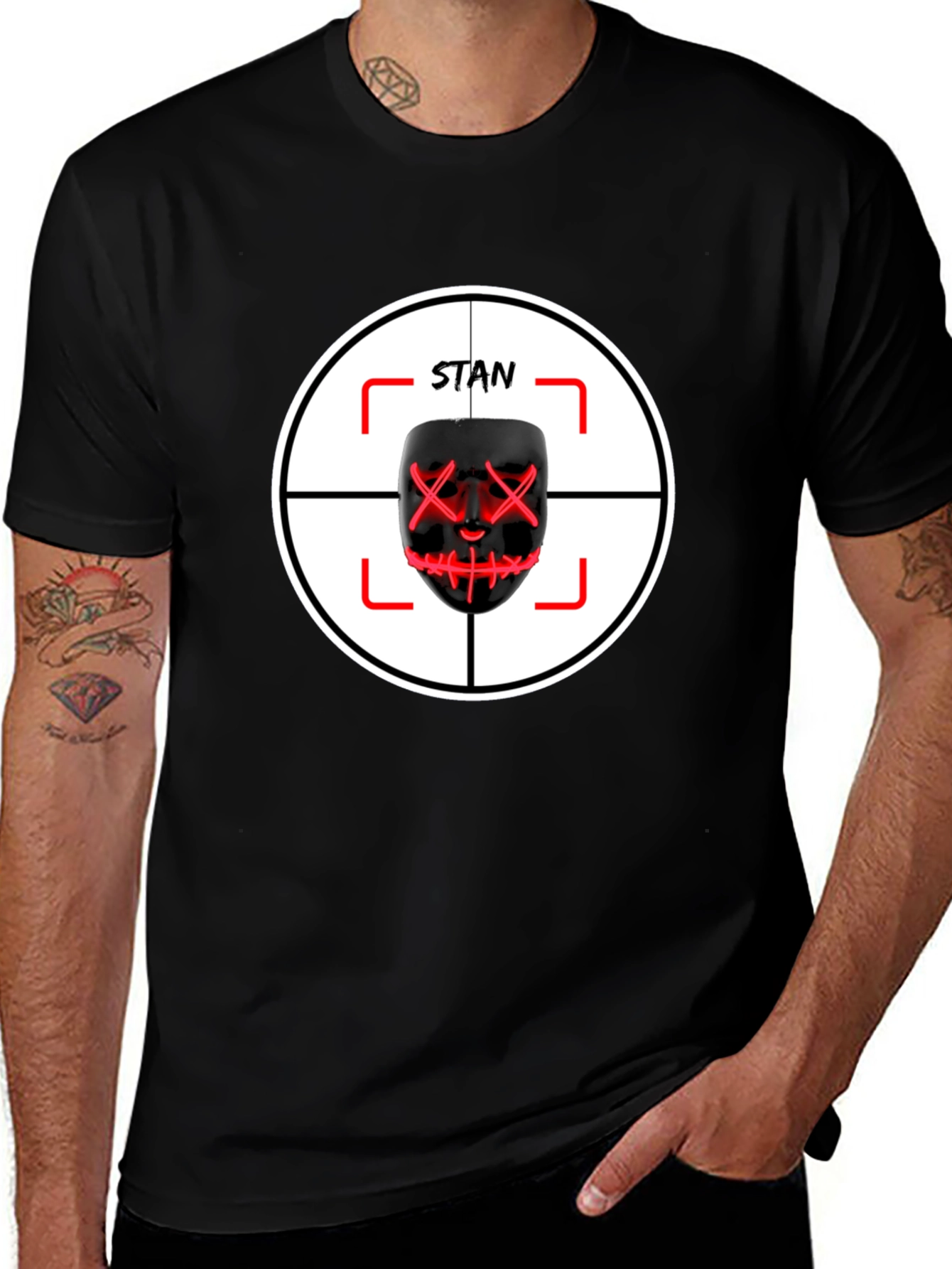 Black Stan Mask T-Shirt: Target Design - Unique Fan Apparel main image