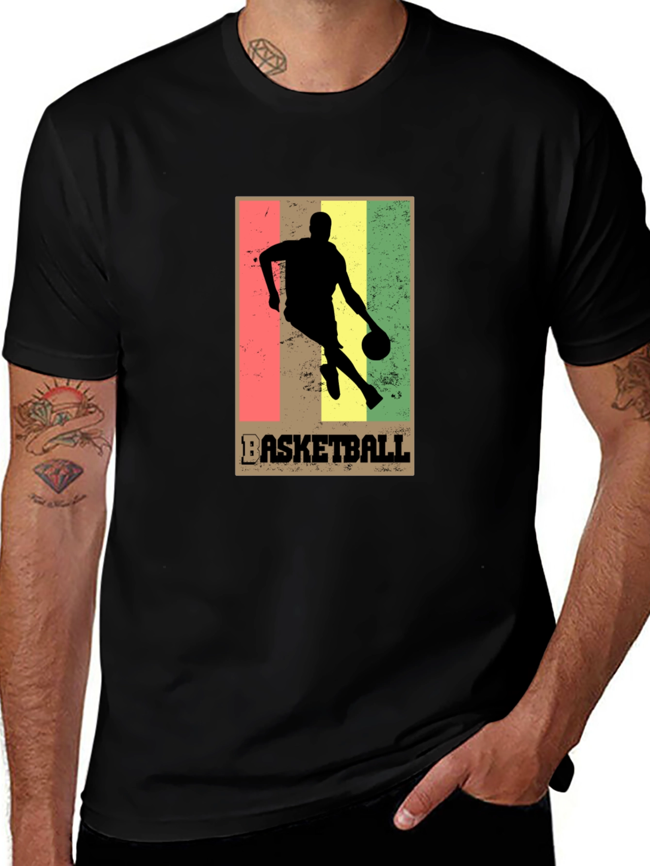 Variant 26 of Basketball Silhouette Graphic T-Shirt - Black