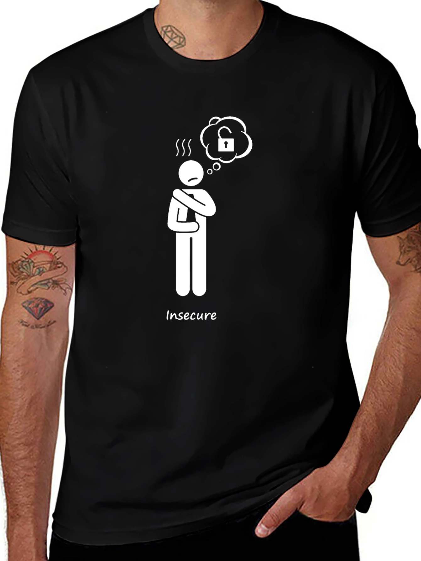 Variant 23 of Insecure Stick Figure Graphic T-Shirt