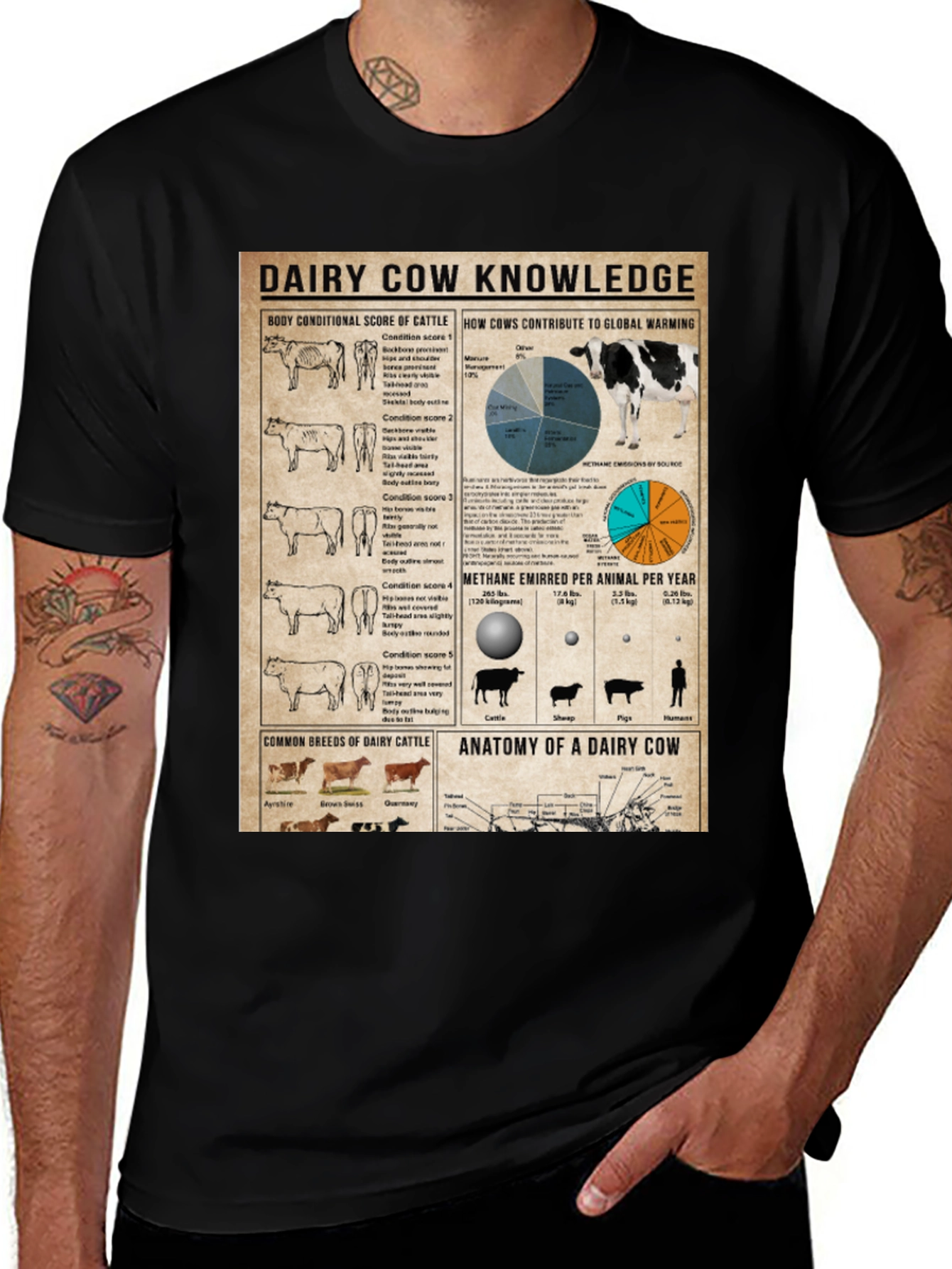 Dairy Cow Knowledge T-Shirt, Farm Animal Tee, Agriculture Gift