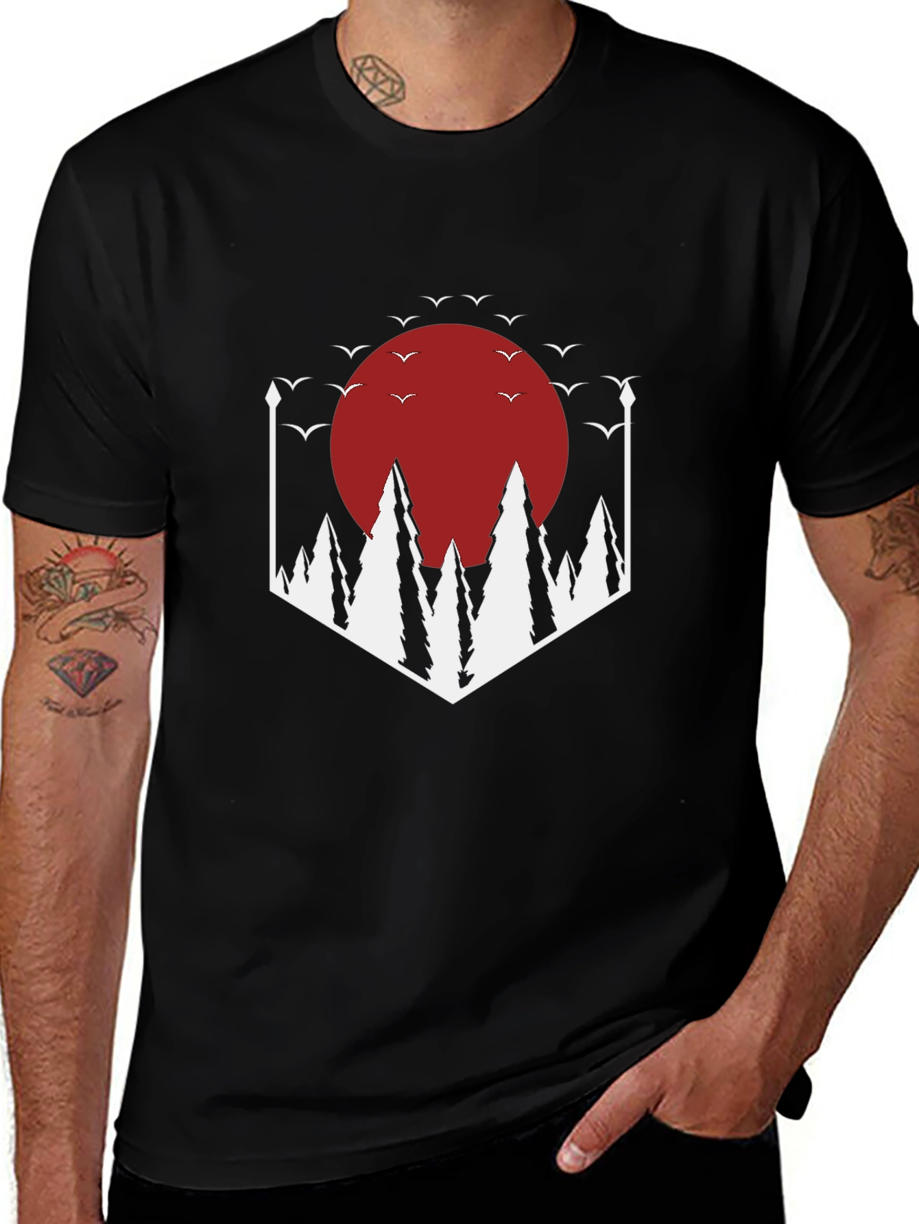 Variant 6 of Nature Graphic Tee - Men's Black Short Sleeve