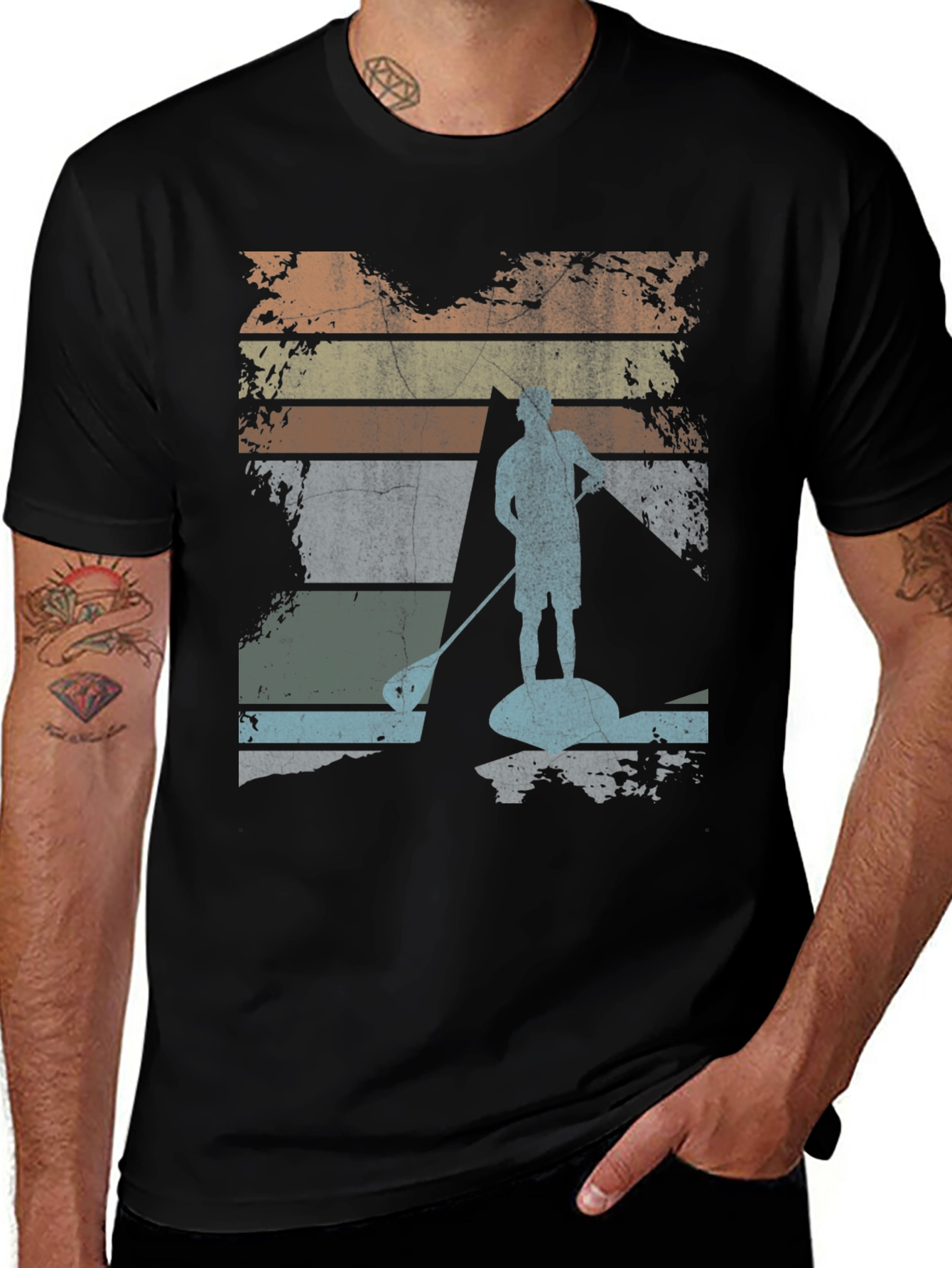 Variant 26 of Retro Paddle Boarding T-Shirt - Vintage Sunset Design