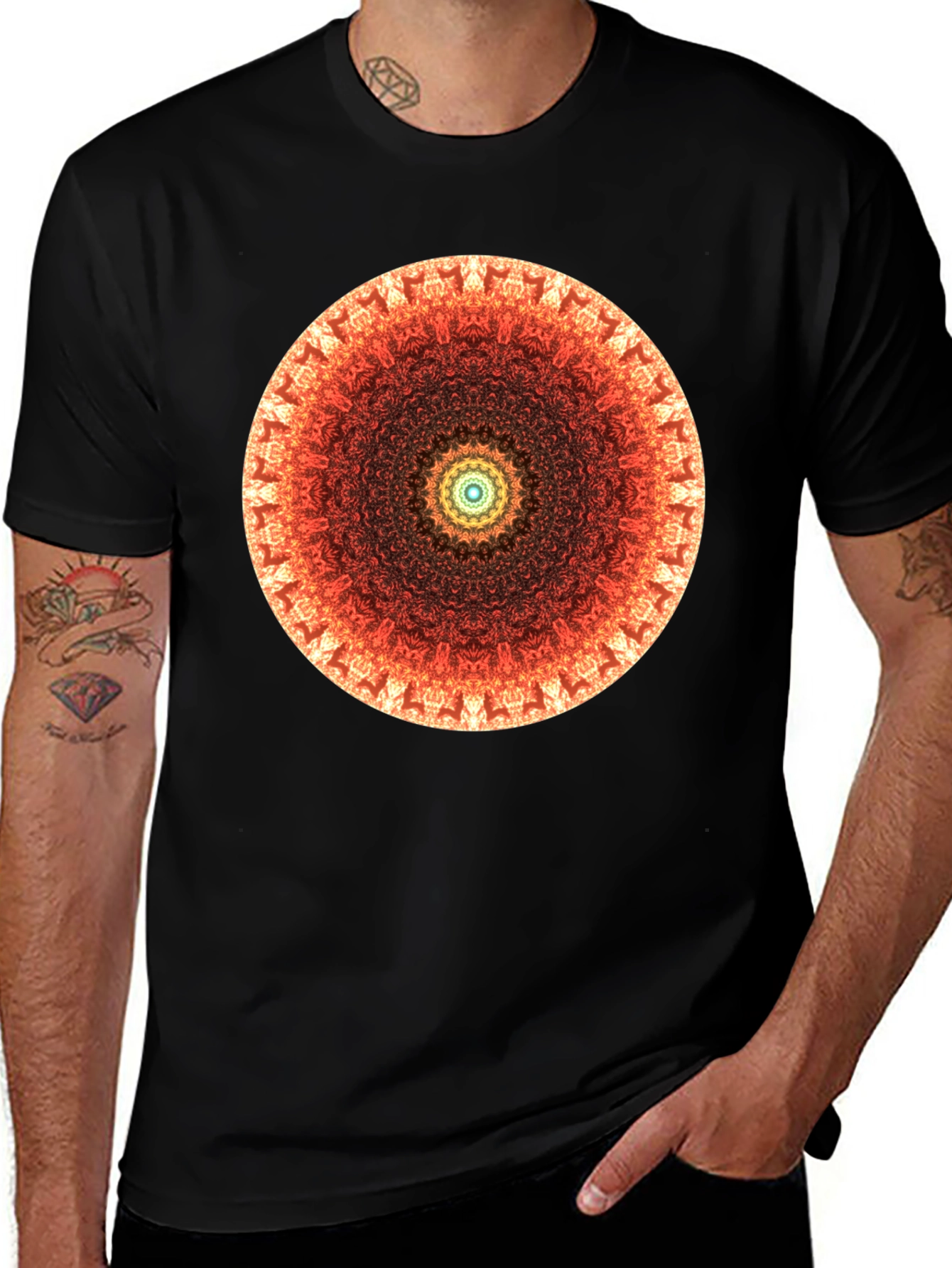 Variant 21 of Burning Mandala Men's Black T-Shirt