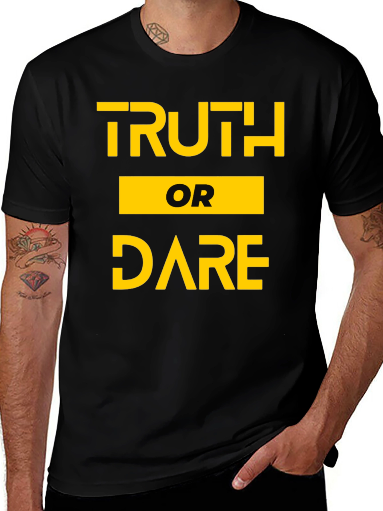 Black Truth or Dare Graphic Tee - Black Cotton T-Shirt main image