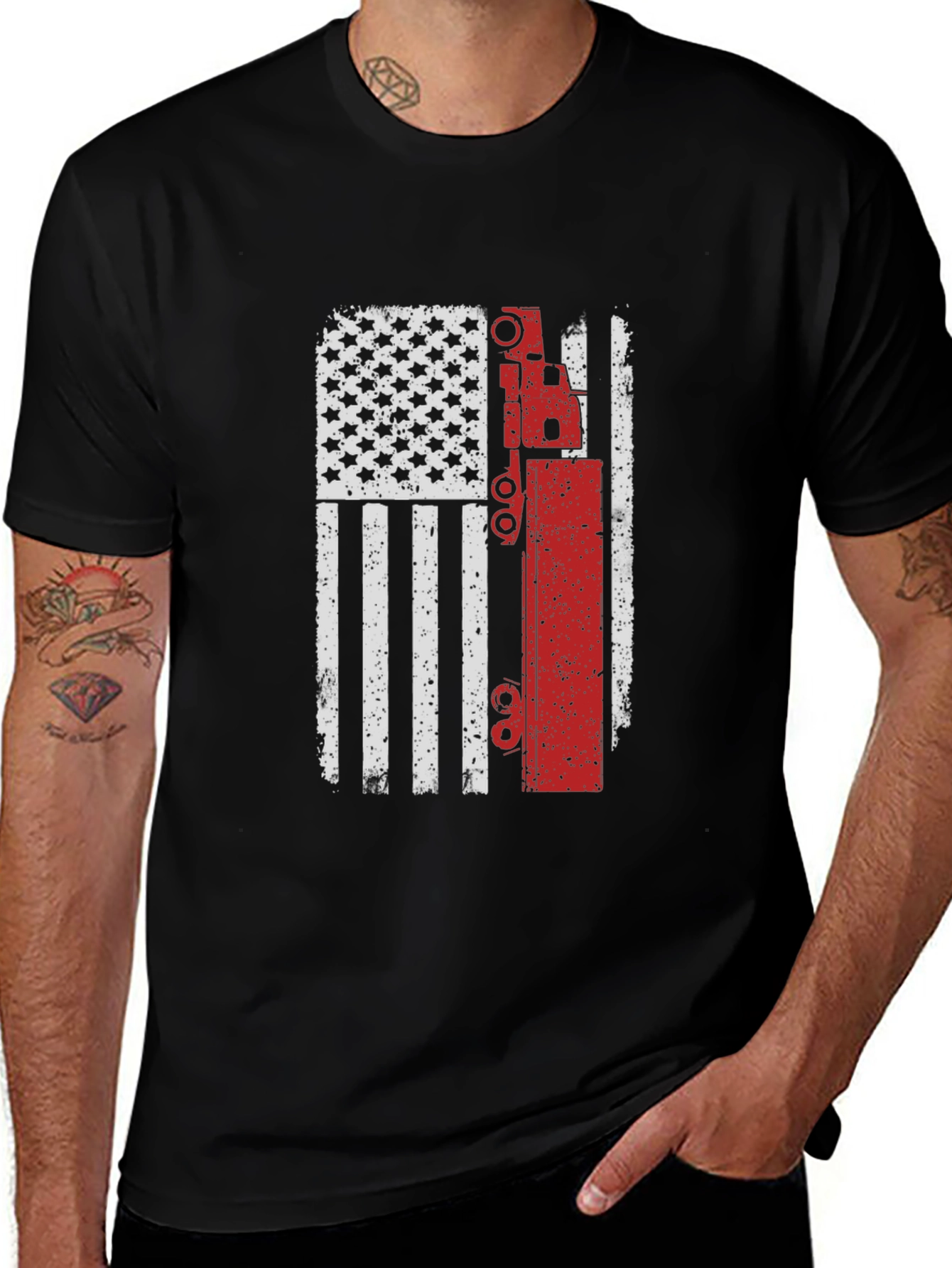 Variant 15 of American Flag Crane Operator T-Shirt
