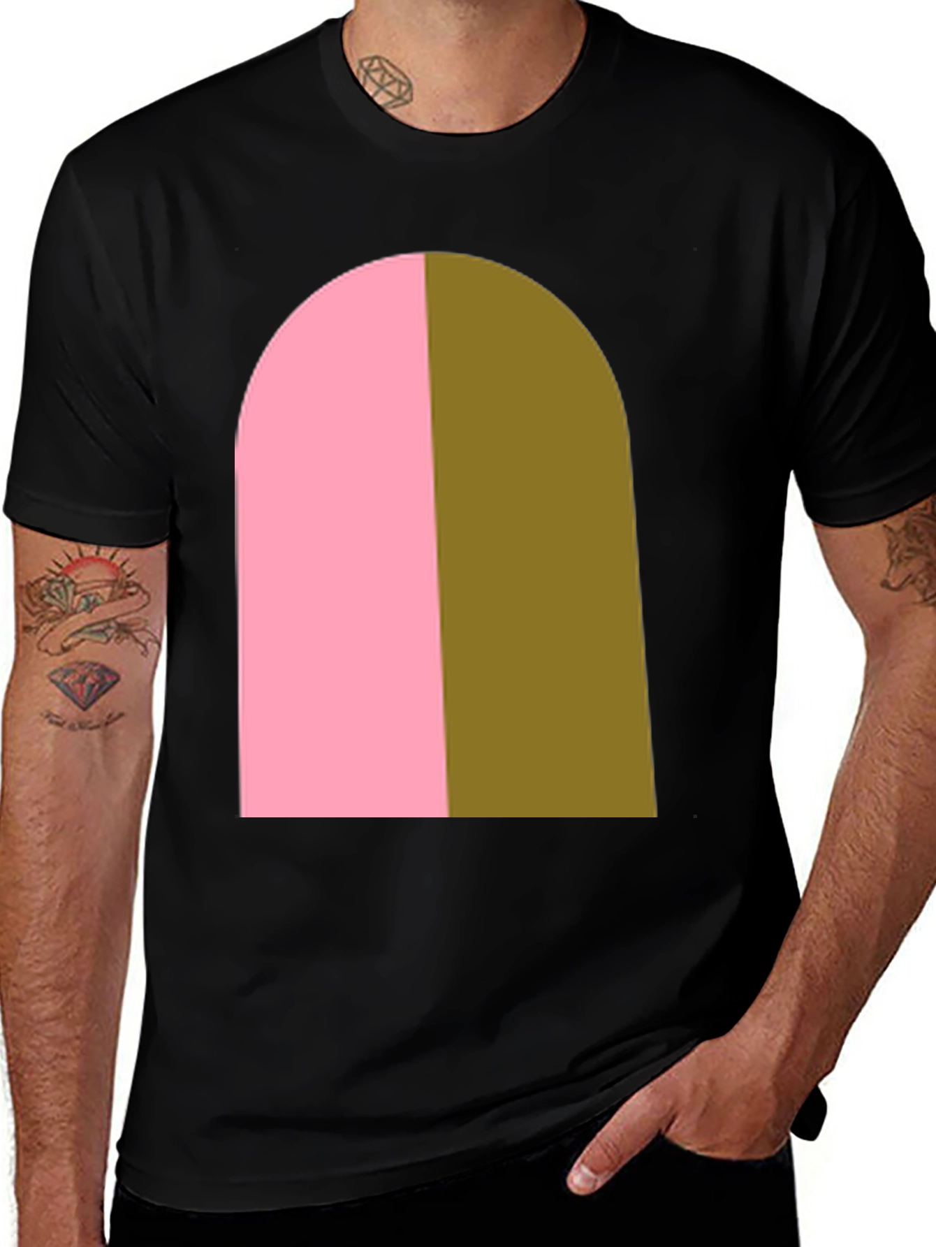 Variant 20 of Retro Arch Color Block Tee - Modern Casual Style