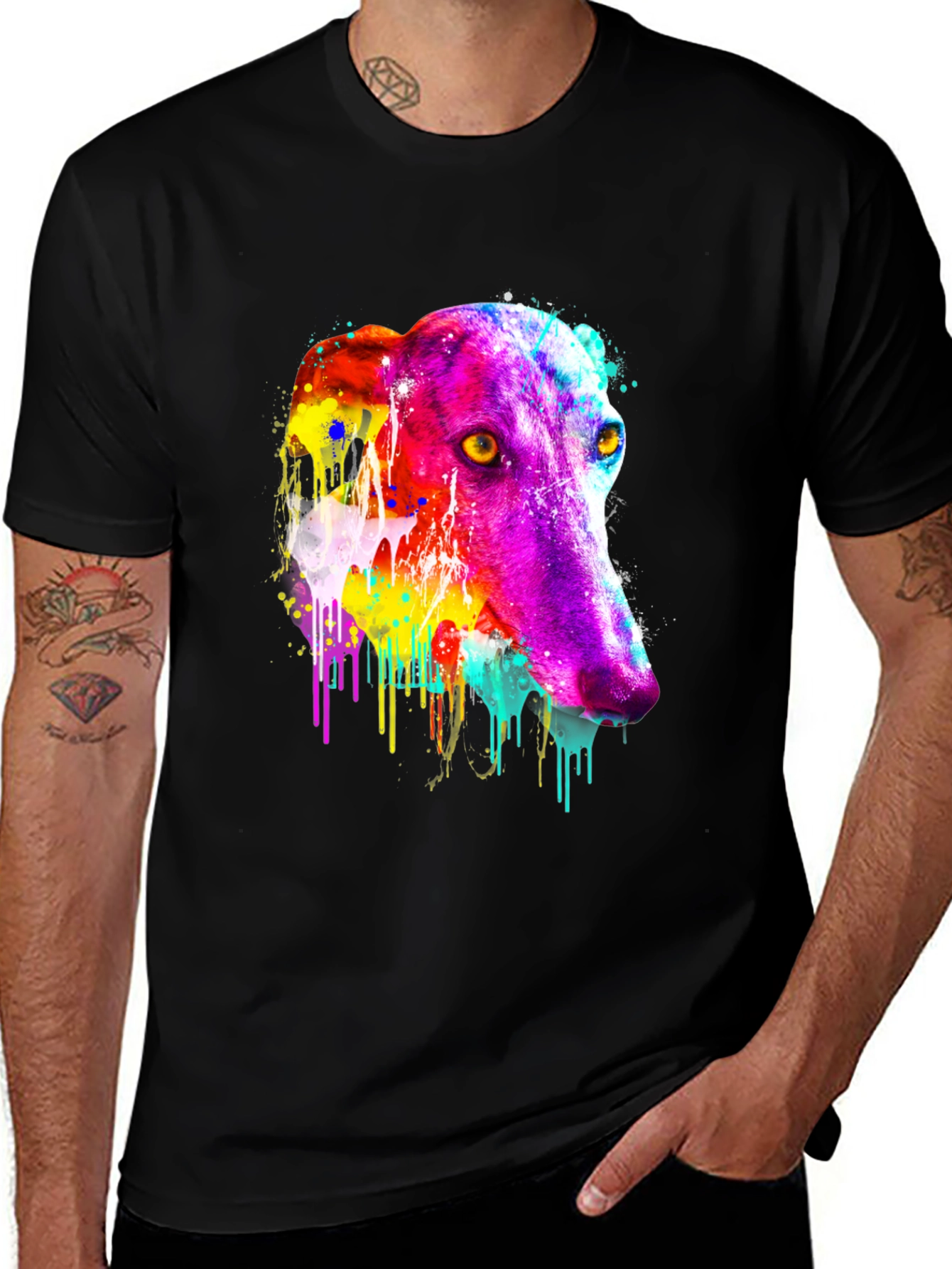 Variant 4 of Colorful Dog T-Shirt - Artistic Animal Tee