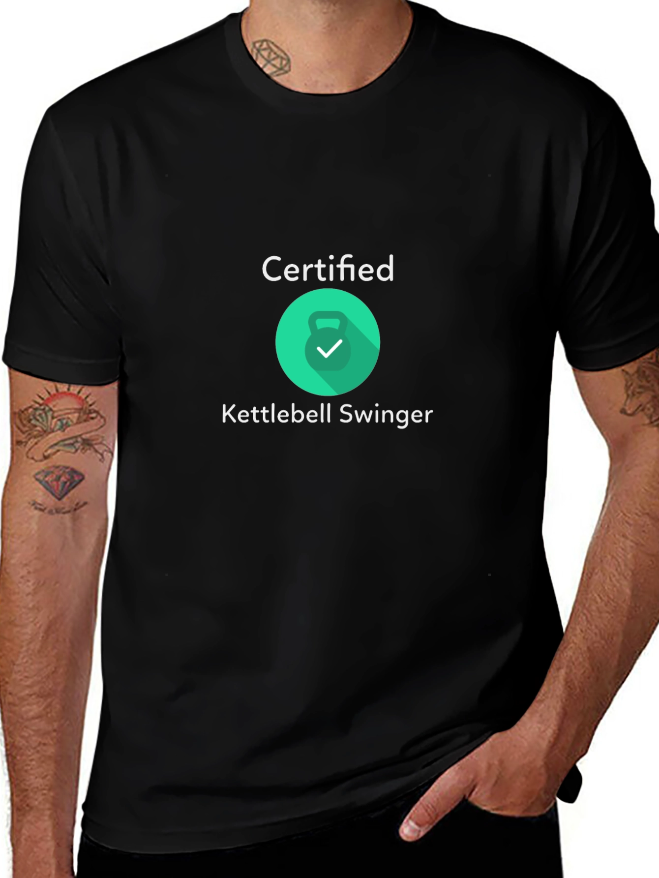 Variant 8 of Certified Kettlebell Swinger Black T-Shirt