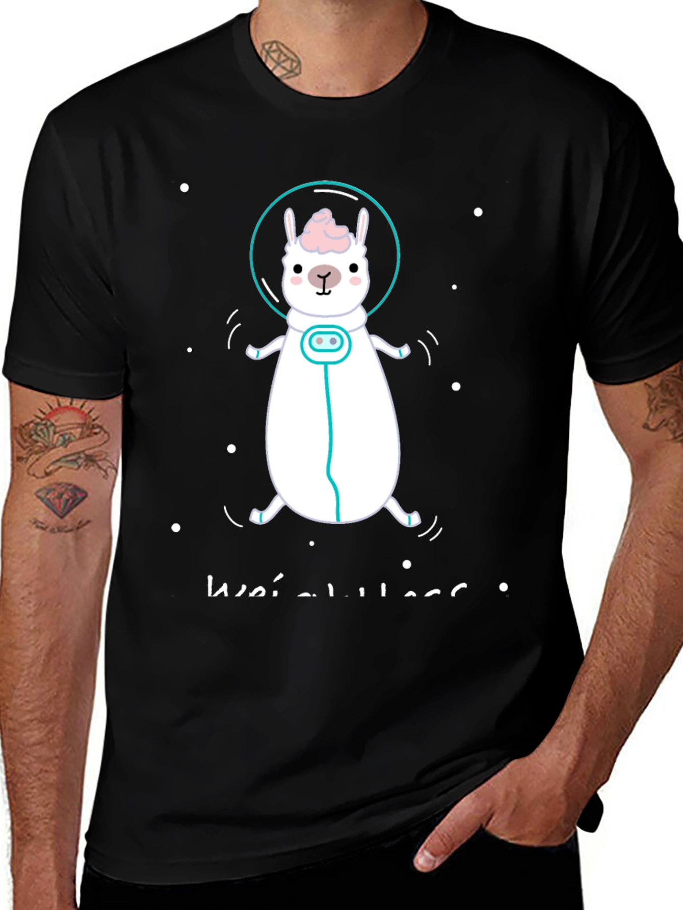 Variant 25 of Astronaut Llama Graphic Tee - Black